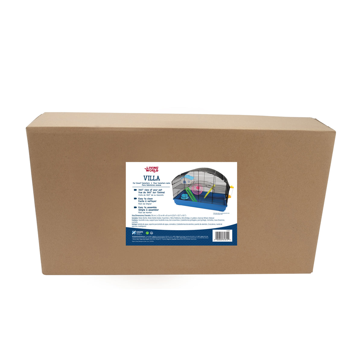 Cage Living World pour hamsters nains, Villa, L. 58 x l. 32 x H. 41 cm (22,8 x 12,5 x 16,1 po) - La niche&amp;moi