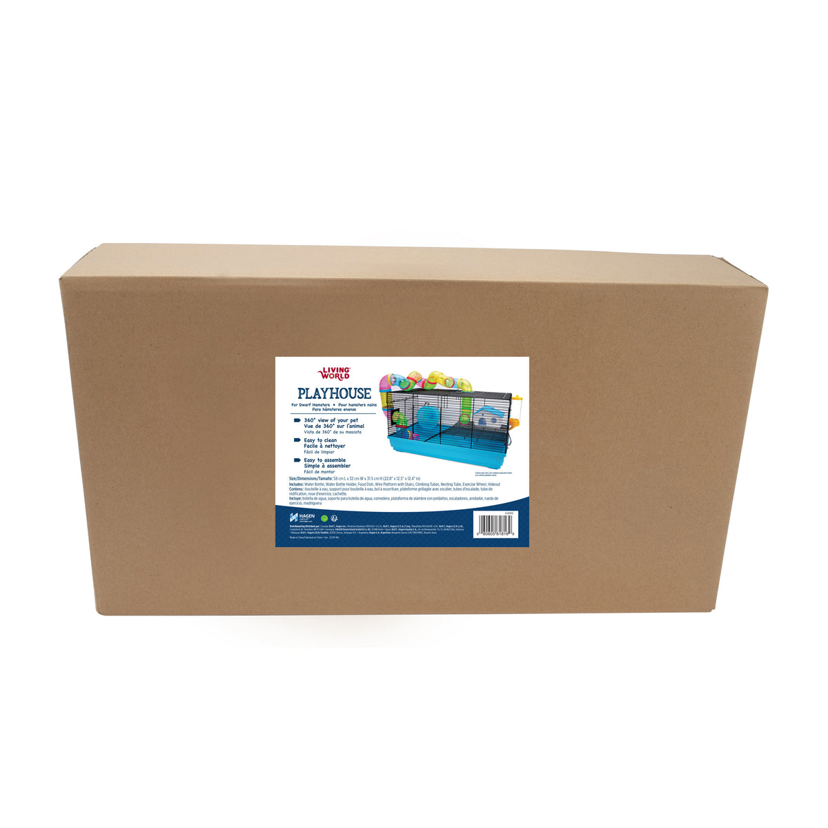 Cage Living World pour hamsters nains, Playhouse, L. 58 x l. 32 x H. 31,5 cm (22,8 x 12,5 x 12,4 po) - La niche&amp;moi