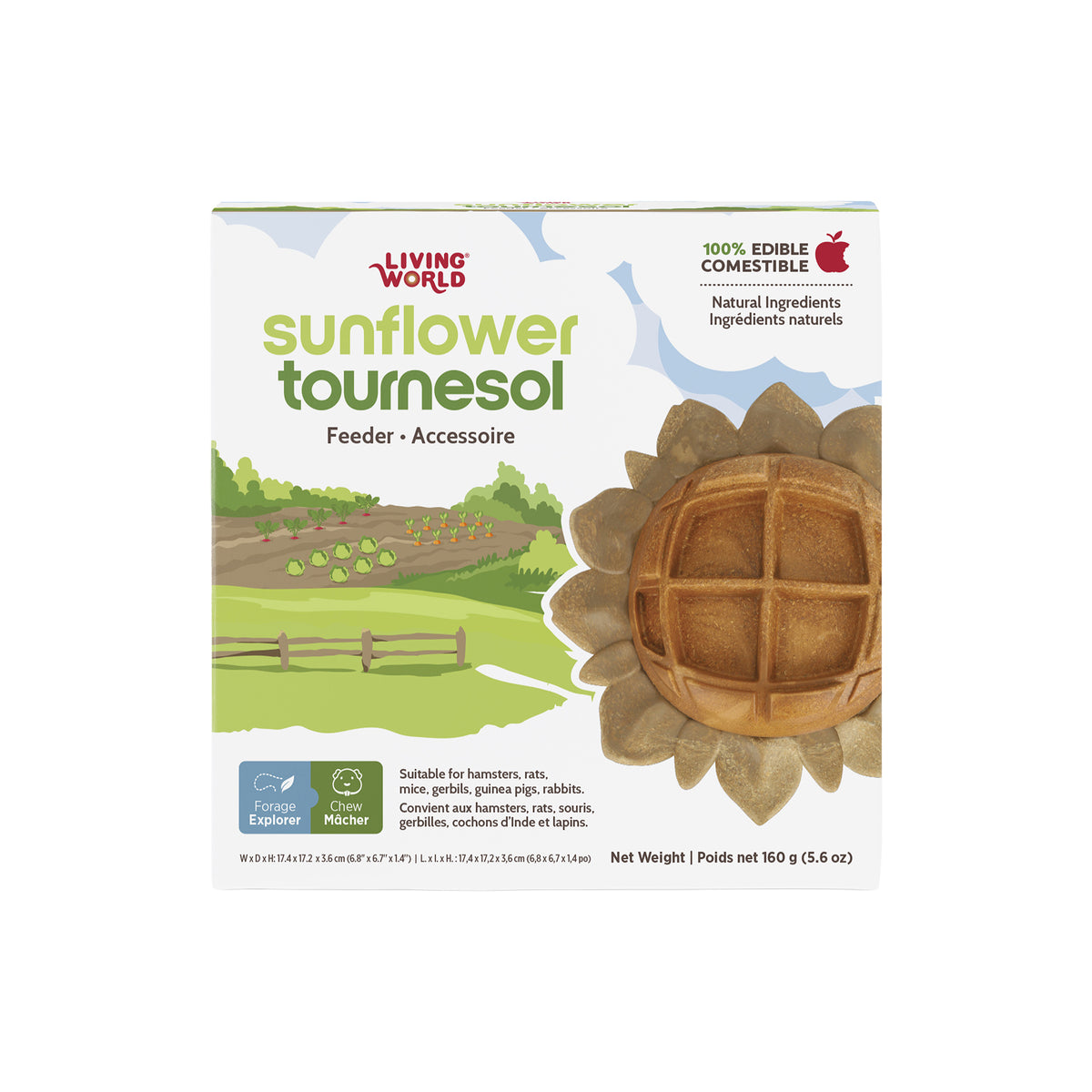 Accessoire de nourrissage comestible Living World, Tournesol, orange, 160 g (5,6 oz) - La niche&amp;moi