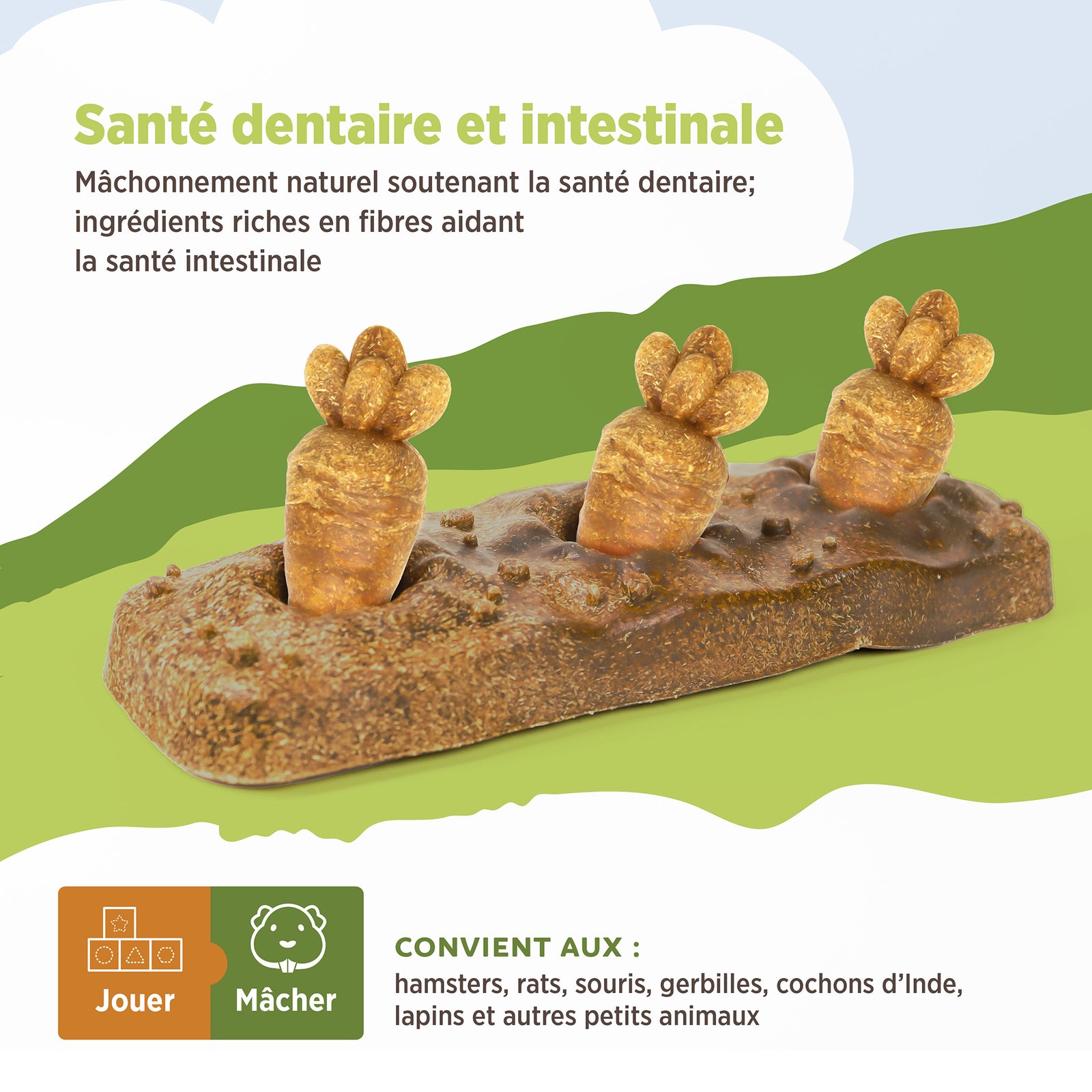 Jouet à mâcher comestible Living World, Lit de carottes, multicolore, 140 g (4,9 oz) - La niche&moi