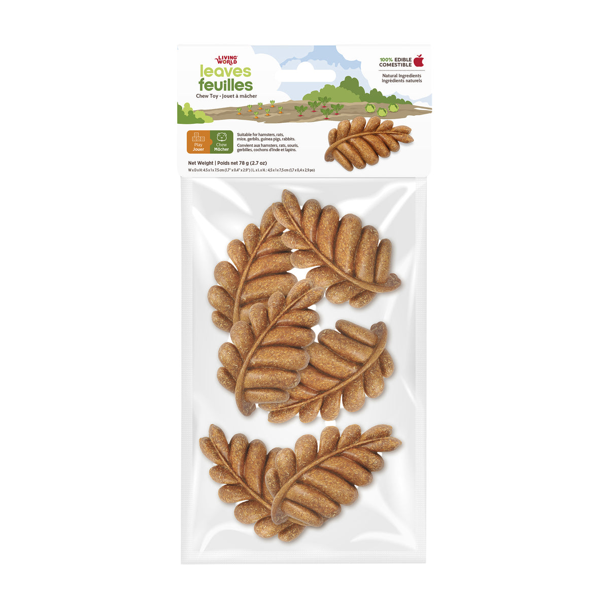 Jouet à mâcher comestible Living World, Feuilles, brun, paquet de 6, 140 g (4,9 oz) - La niche&amp;moi