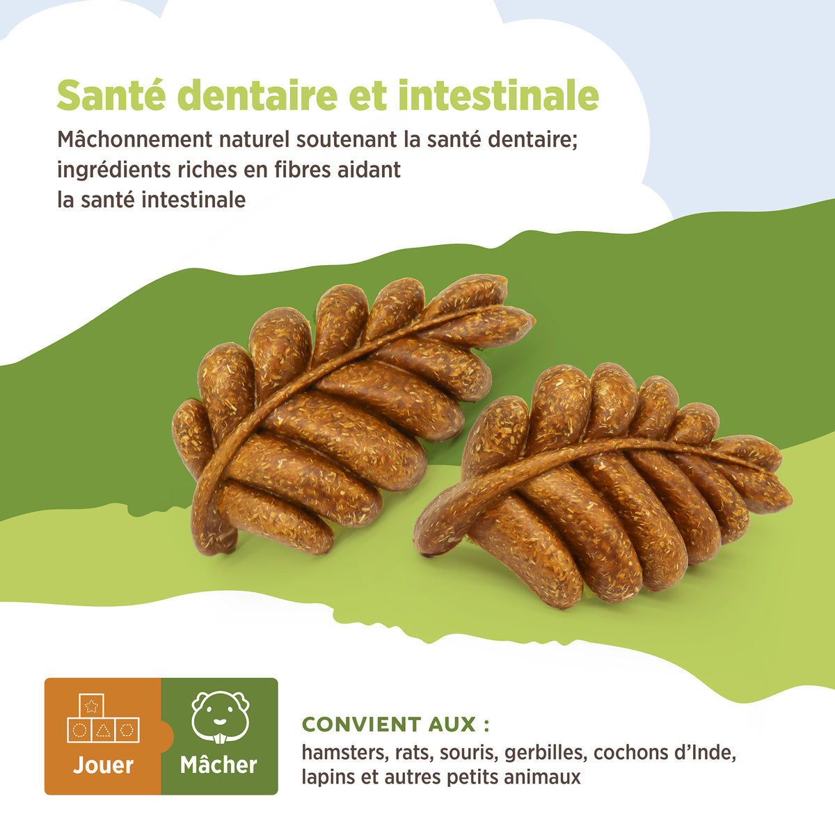 Jouet à mâcher comestible Living World, Feuilles, brun, paquet de 6, 140 g (4,9 oz) - La niche&amp;moi