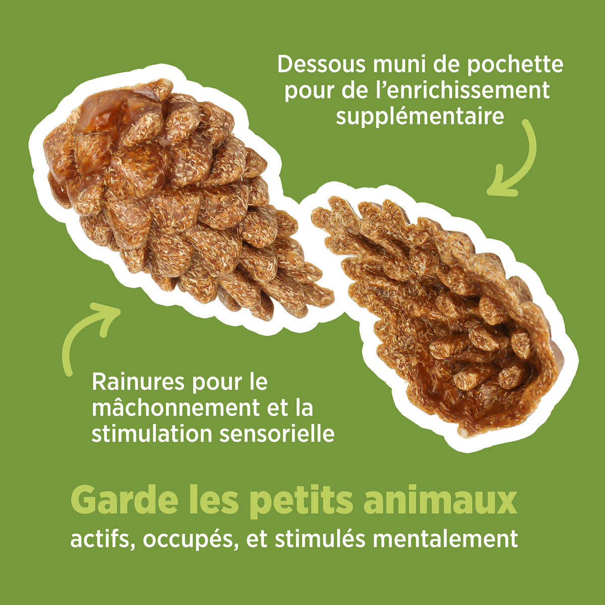 Jouet à mâcher comestible Living World, Pommes de pin, brun, paquet de 6, 66 g - La niche&amp;moi