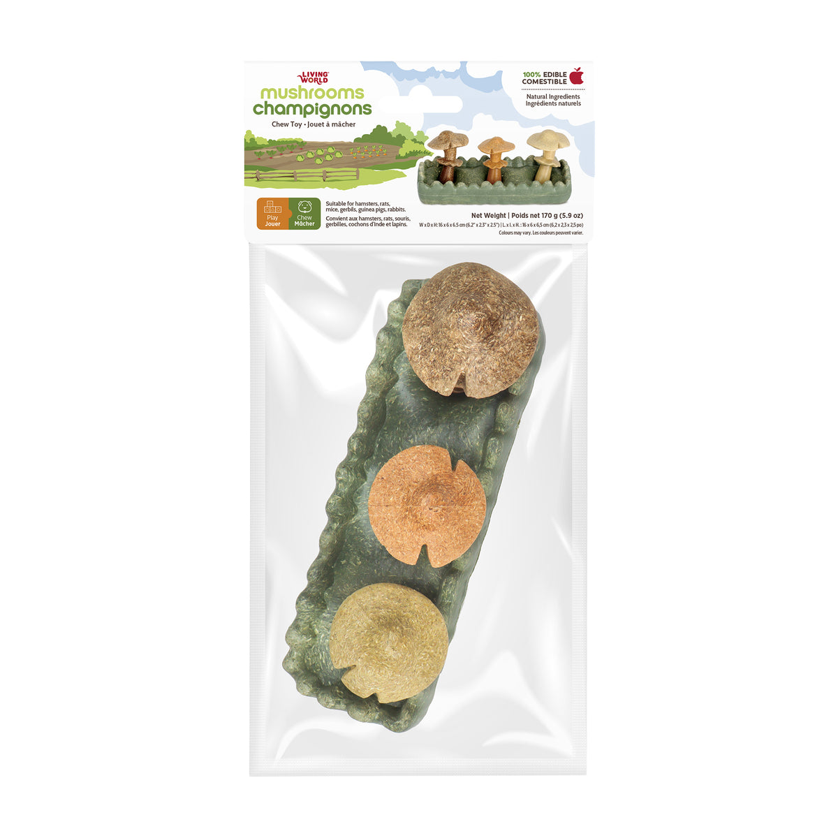 Jouet à mâcher comestible Living World, Parcelle de champignons, multicolore, 170 g (5,9 oz) - La niche&amp;moi