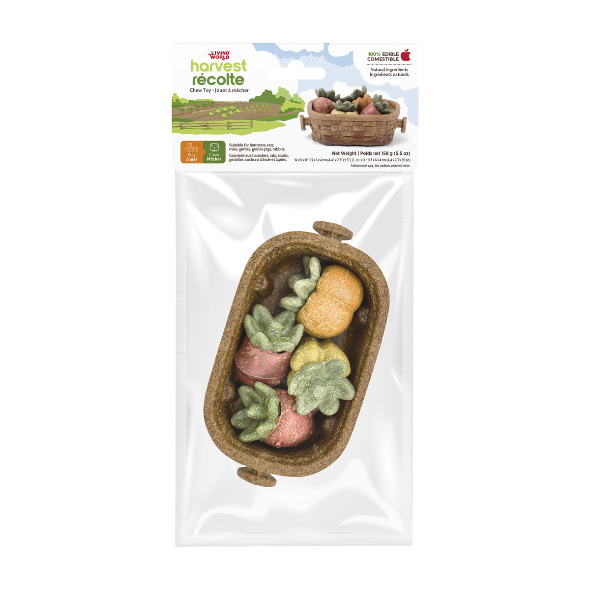 Jouet à mâcher comestible Living World, Panier de récolte, multicolore, 158 g (5,5 oz) - La niche&amp;moi