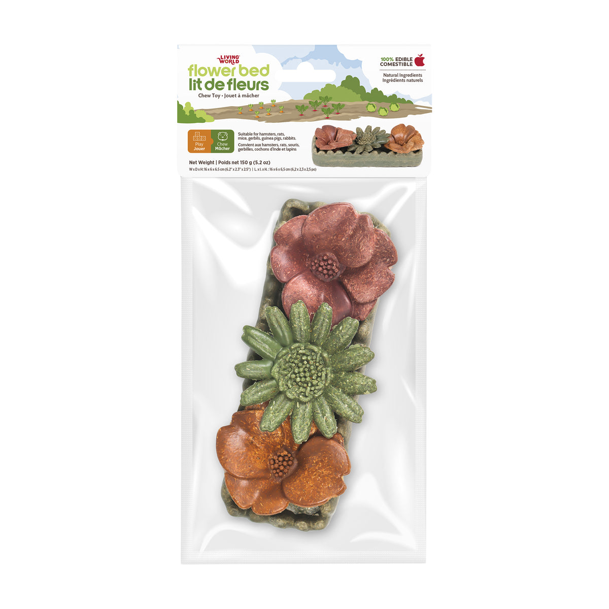 Jouet à mâcher comestible Living World, Lit de fleurs, multicolore, 150 g (5,2 oz) - La niche&amp;moi