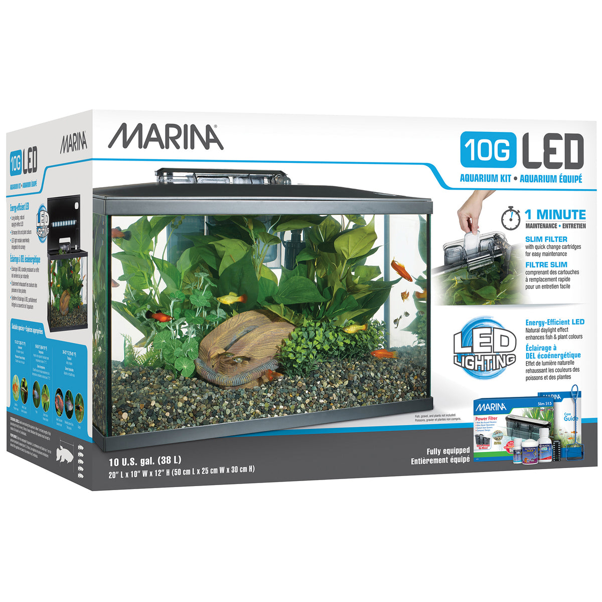 Aquarium équipé 10G Marina, 38 L (10 gal US) - La niche&amp;moi