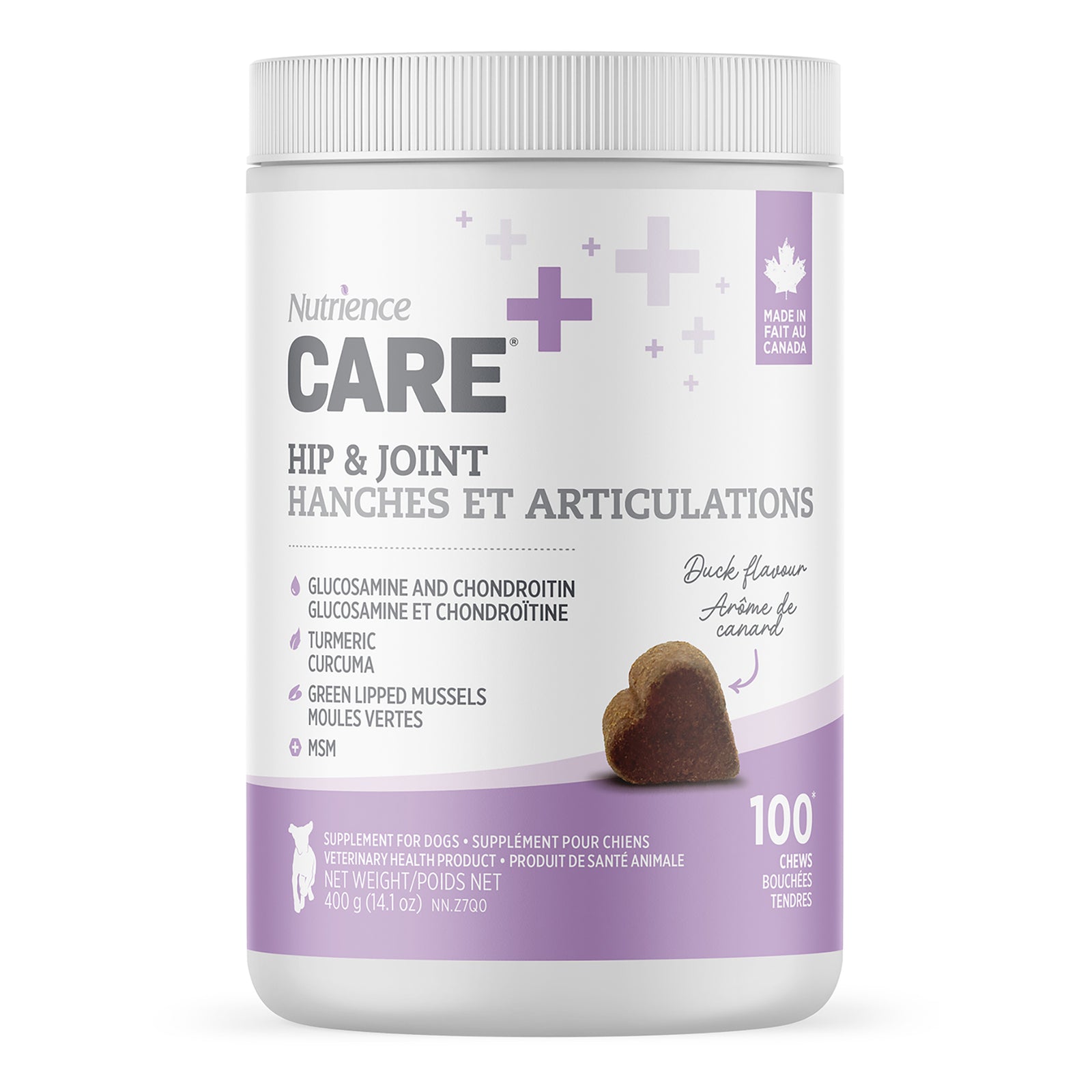 Suppléments Nutrience Care pour chiens, Hanches et articulations, 100 bouchées tendres, 400 g - La niche&moi
