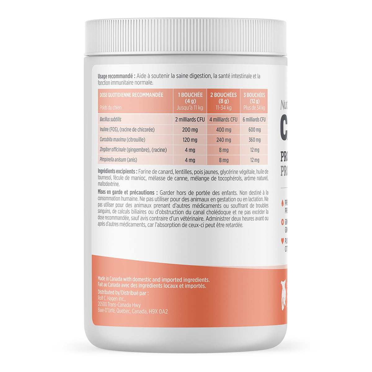 Suppléments Nutrience Care pour chiens, Probiotique+, 100 bouchées tendres, 400 g - La niche&amp;moi