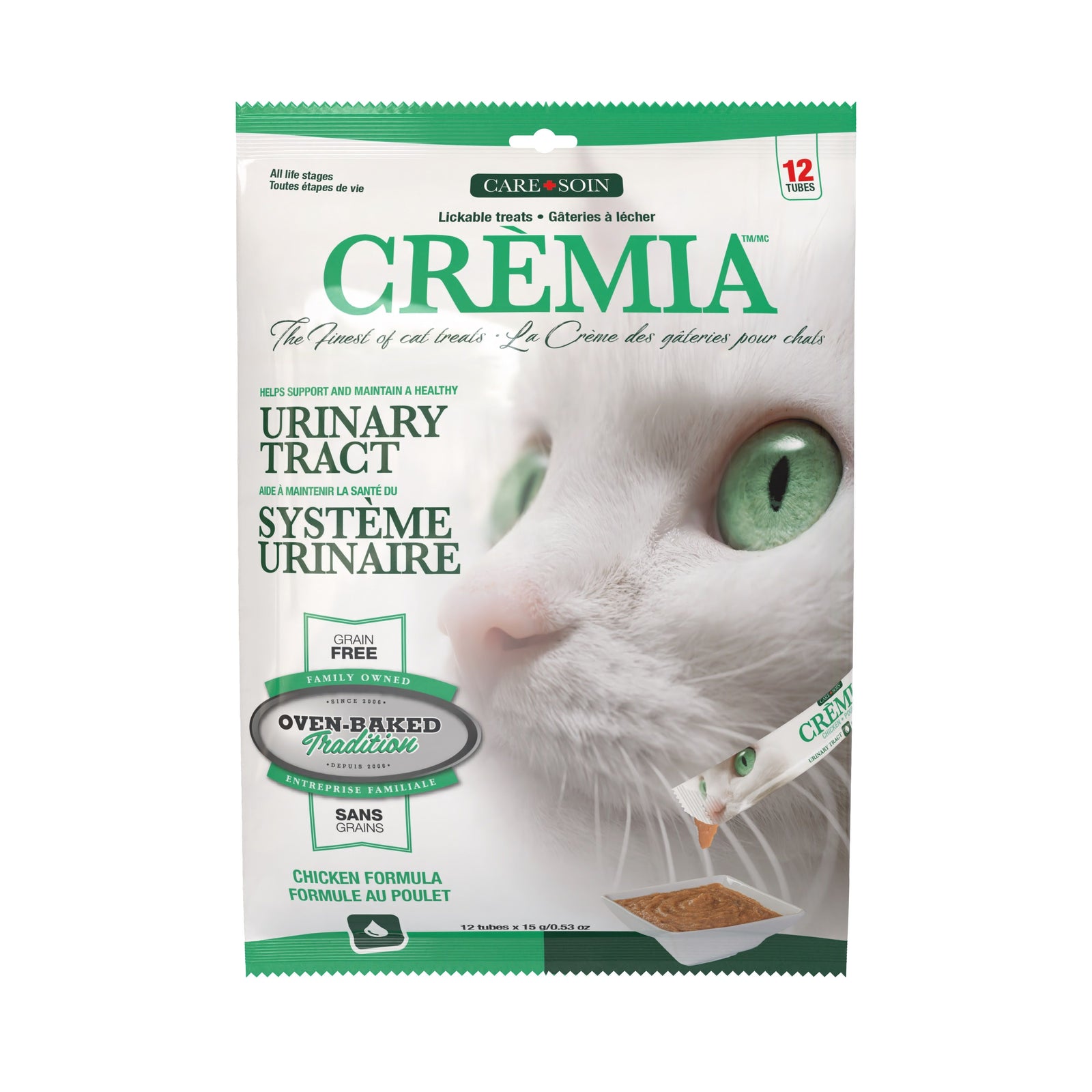 Obt Crèmia Gâteries à Lécher Pour Chat, Sans Grains, Système Urinaire - Poulet 12x15g - La niche&moi