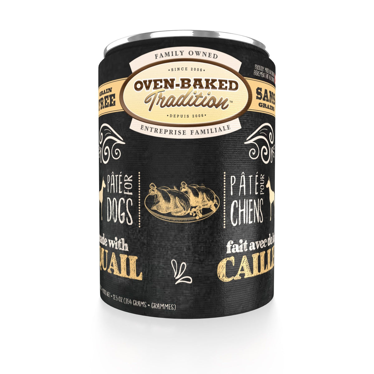 Obt Nourriture En Conserves Pour Chien, Pâté De Caille 12.5oz - La niche&amp;moi