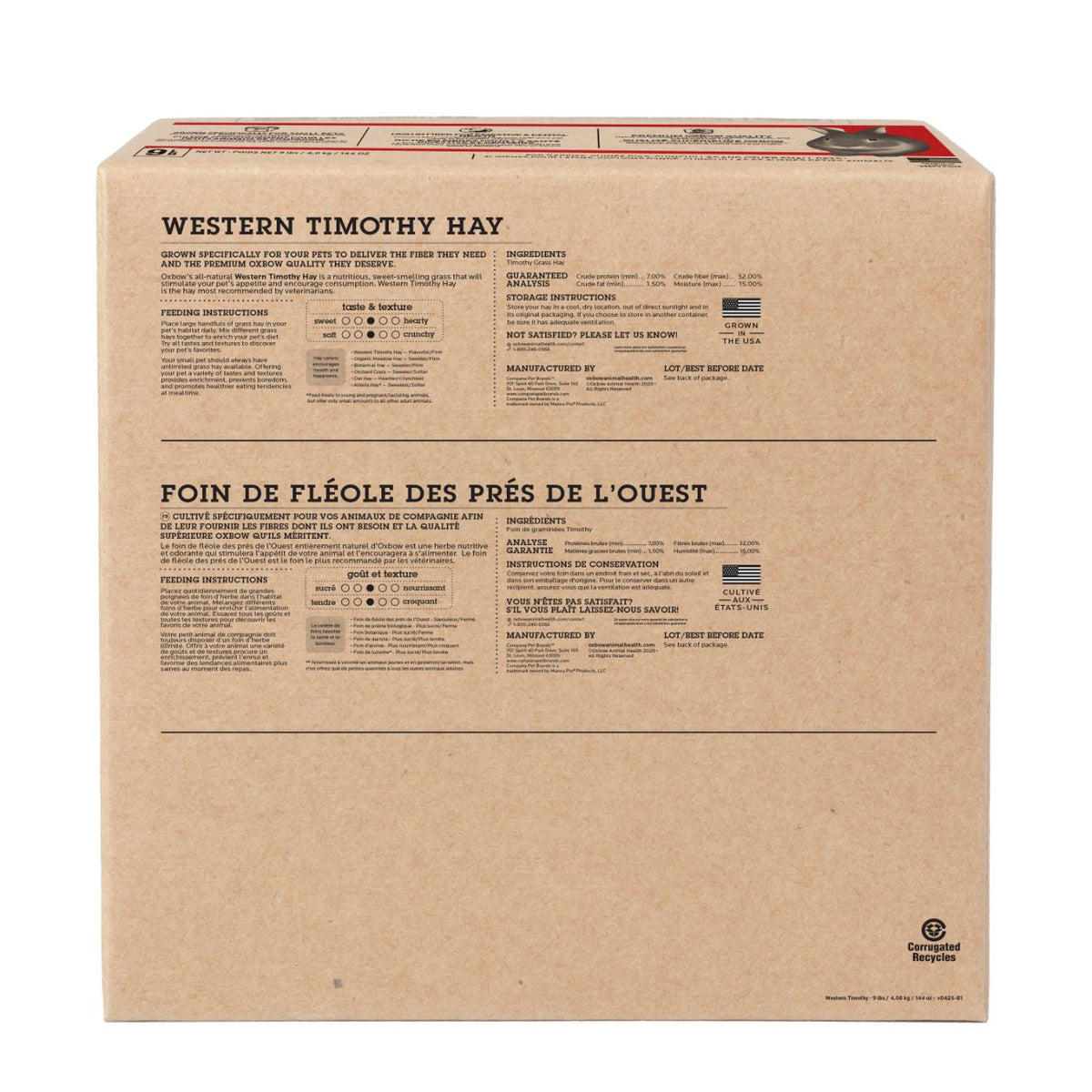 Oxbow Foin Timothy Occidental 9 Lb - La niche&amp;moi