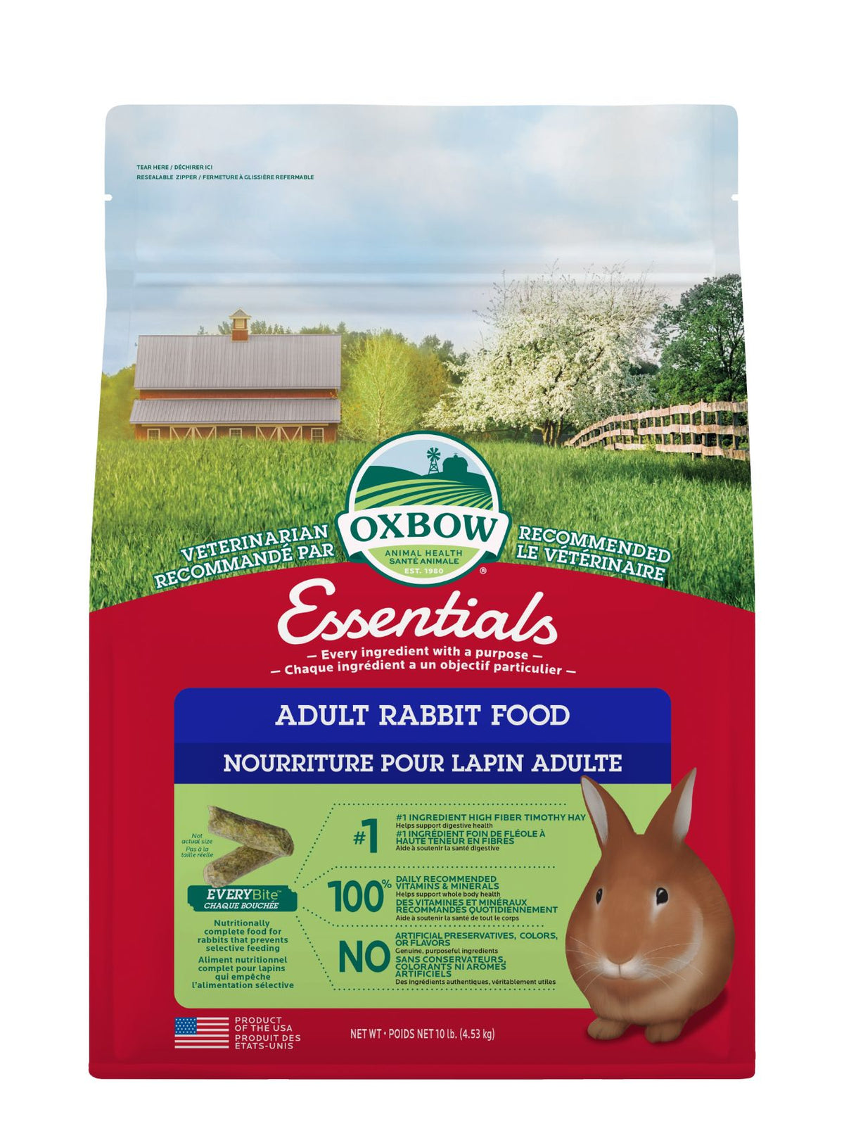 Oxbow Essentials - Nourriture Pour Lapin Adulte 10 Lb - La niche&amp;moi
