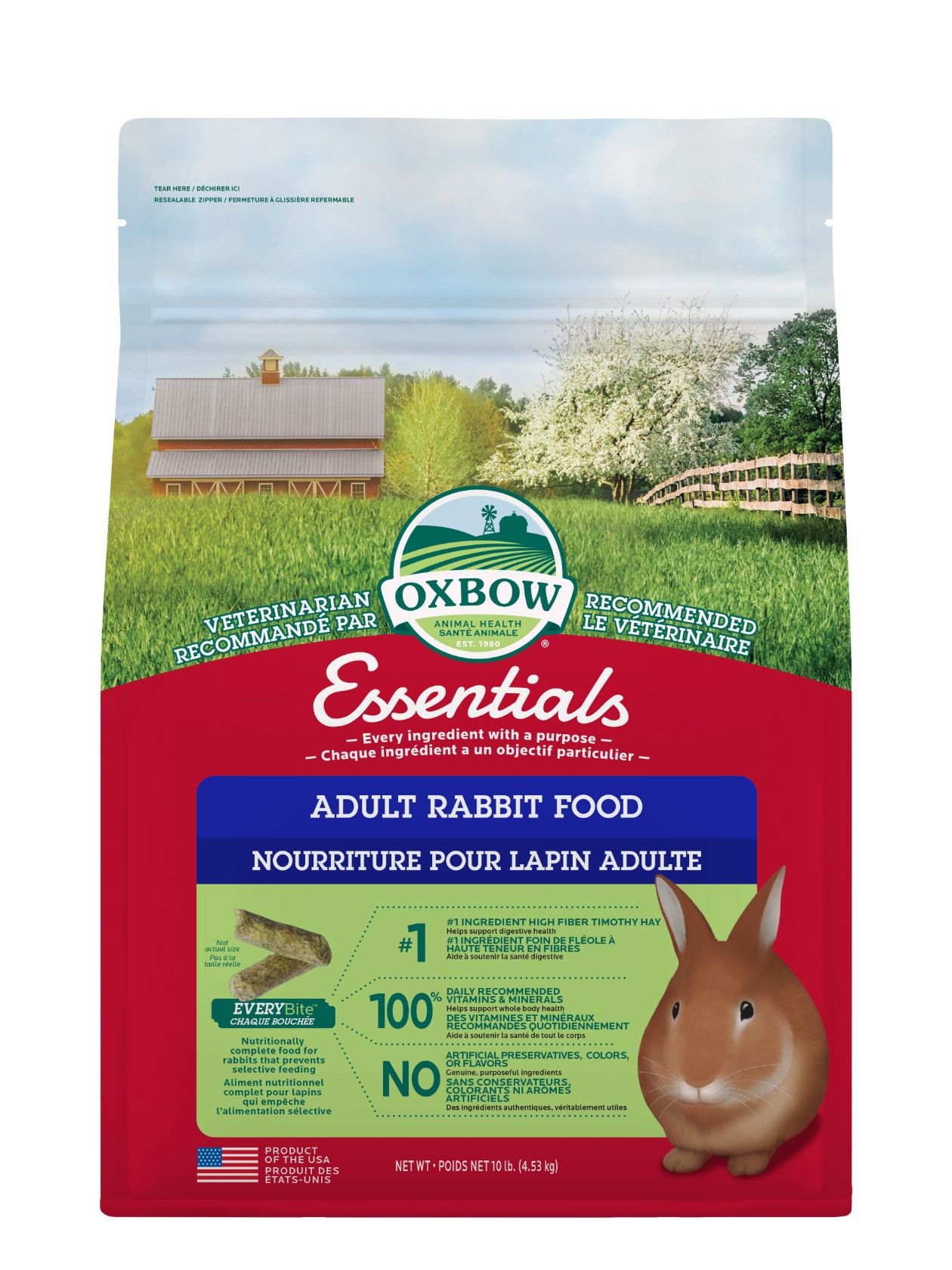 Oxbow Essentials - Nourriture Pour Lapin Adulte 10 Lb - La niche&moi