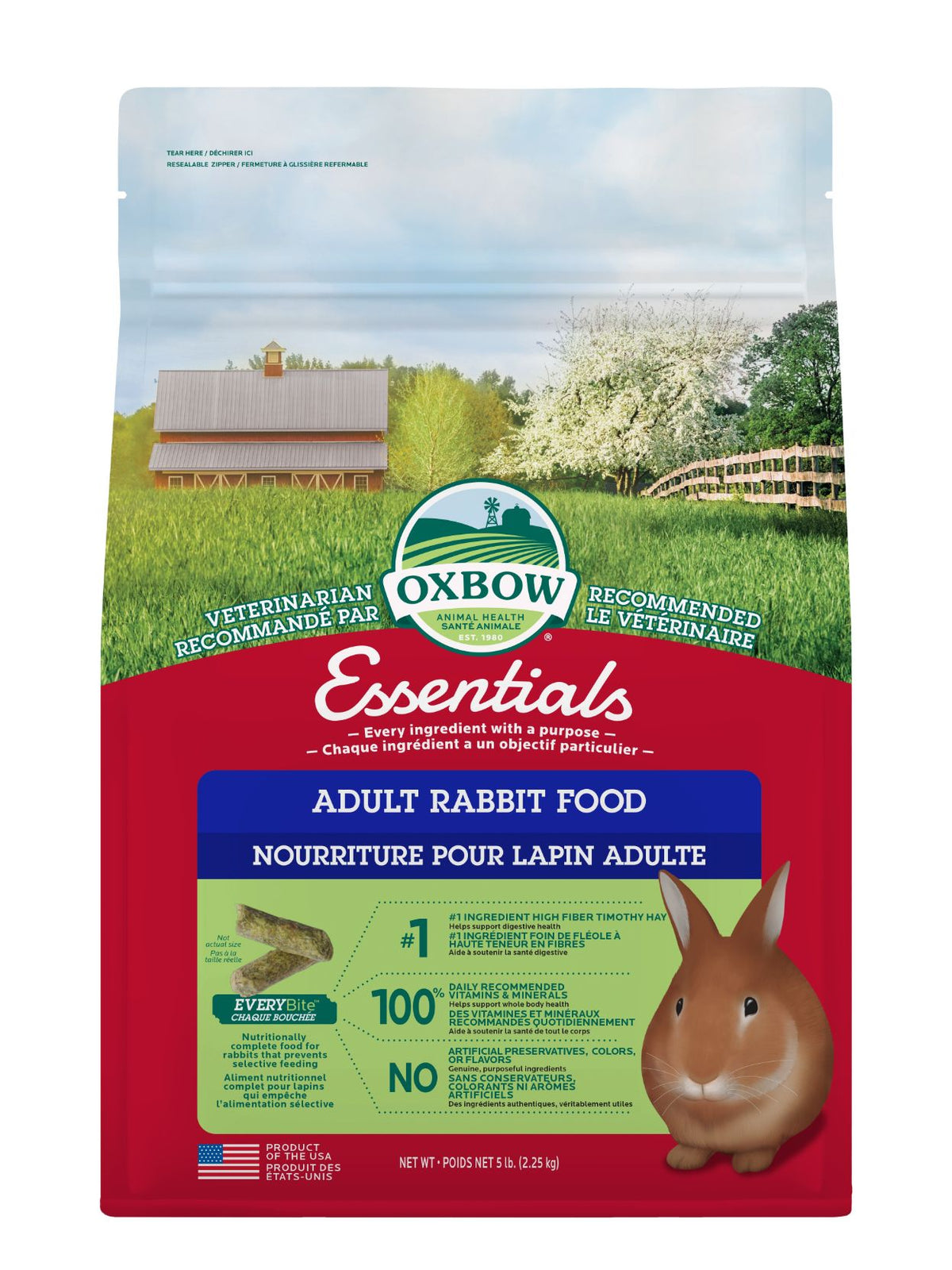 Oxbow Essentials - Nourriture Pour Lapin Adulte 5 Lb - La niche&amp;moi