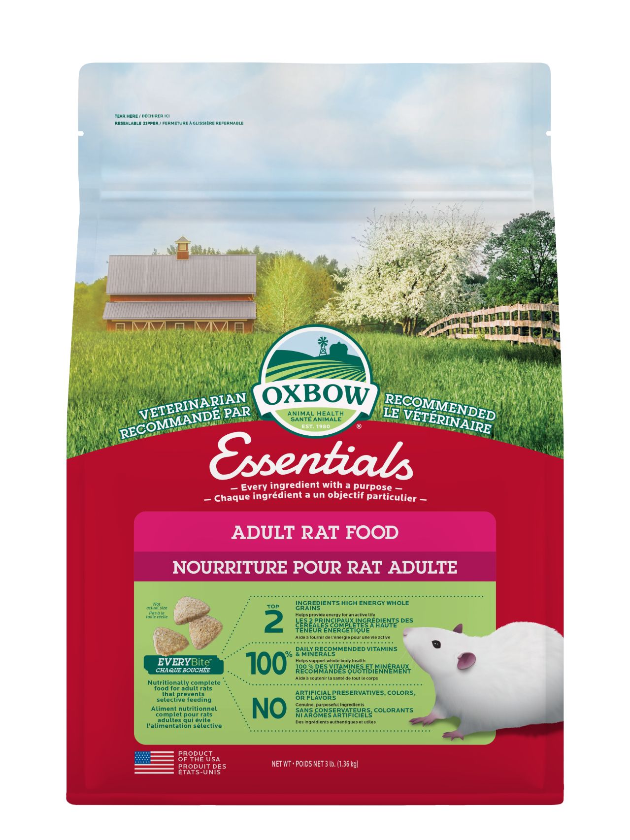 Oxbow Essentials - Nourriture Pour Rat Adulte 3 Lb - La niche&moi