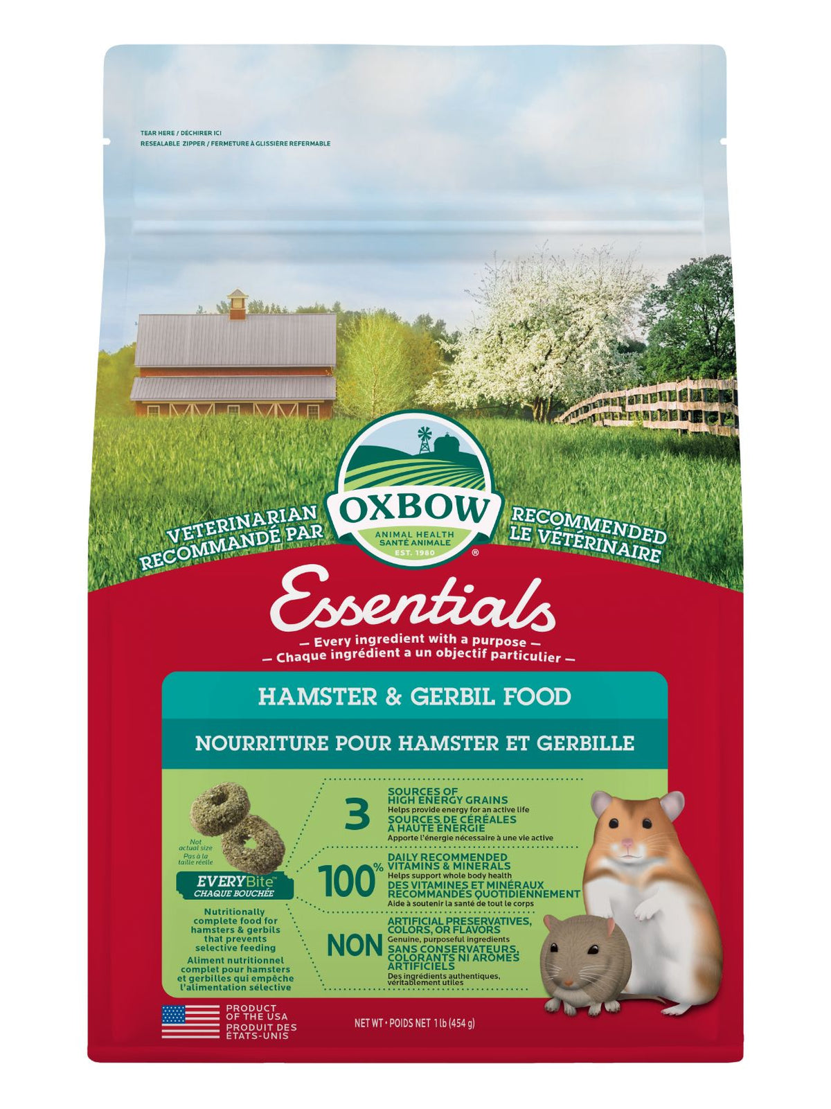 Oxbow Essentials - Nourriture Pour Hamster &amp; Gerbille 1 Lb - La niche&amp;moi