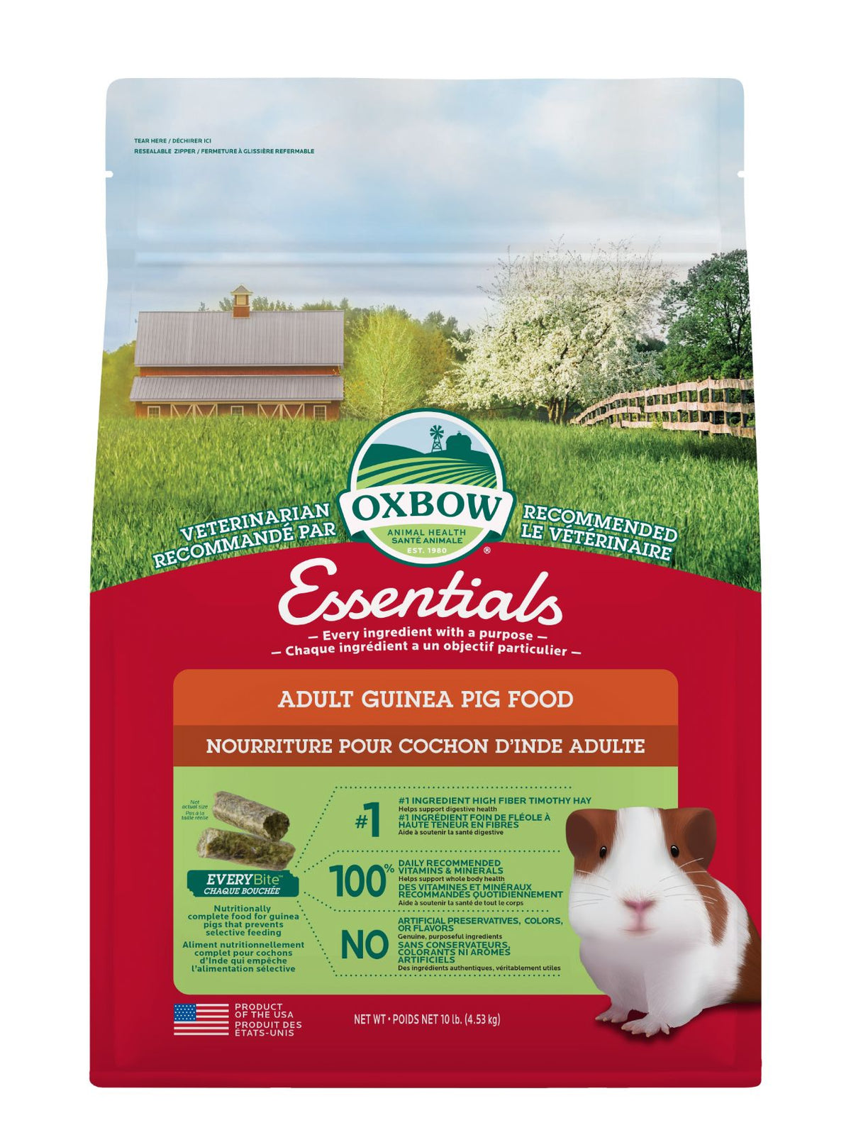 Oxbow Essentials - Nourriture Pour Cochon D&#39;inde Adulte 10 Lb - La niche&amp;moi