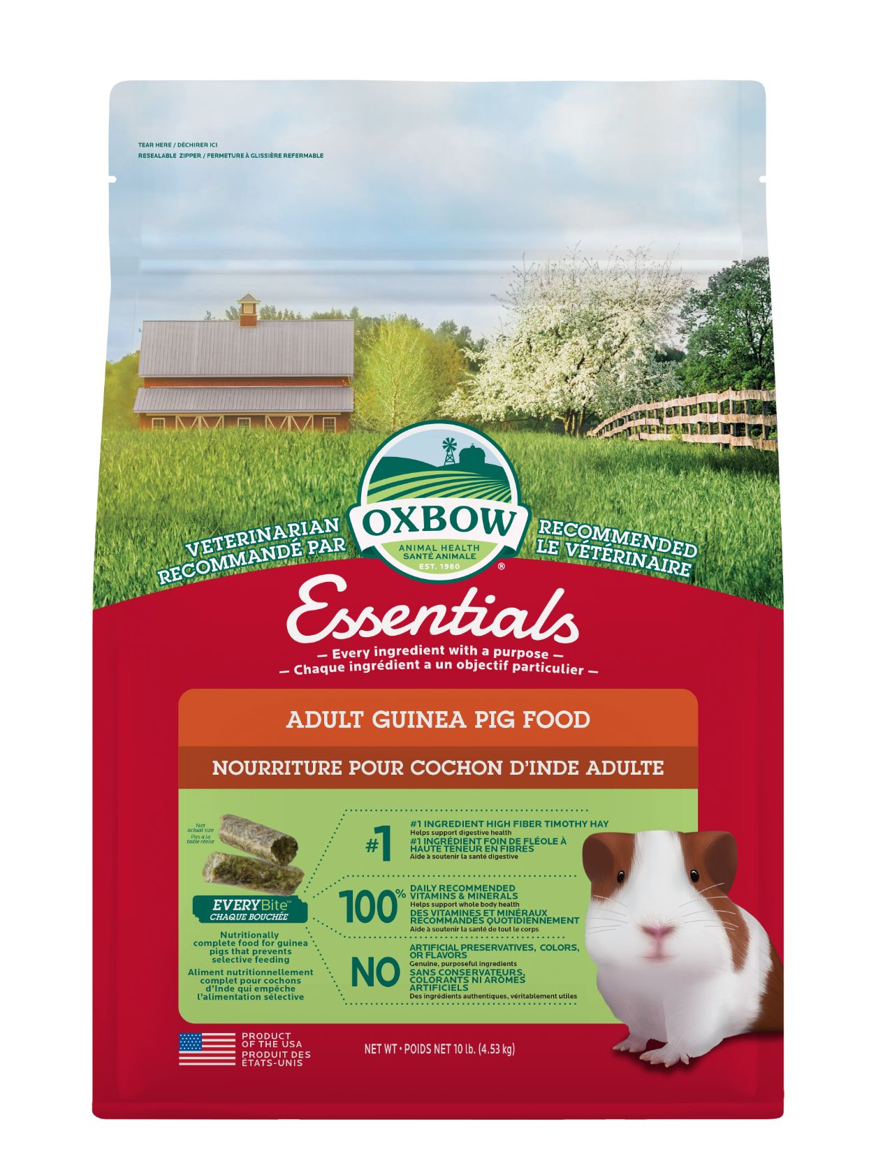 Oxbow Essentials - Nourriture Pour Cochon D'inde Adulte 10 Lb - La niche&moi