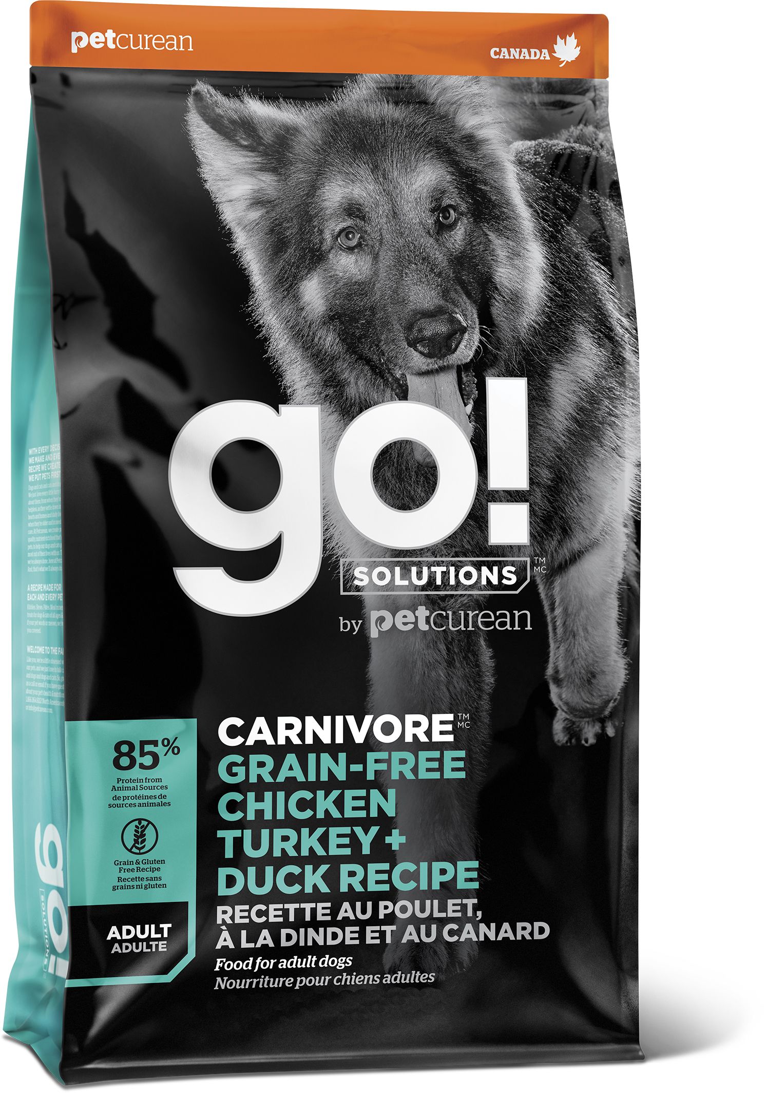 Petcurean Go! Carnivore Sans Grains Pour Chien Poulet, Dinde + Canard 22 Lbs