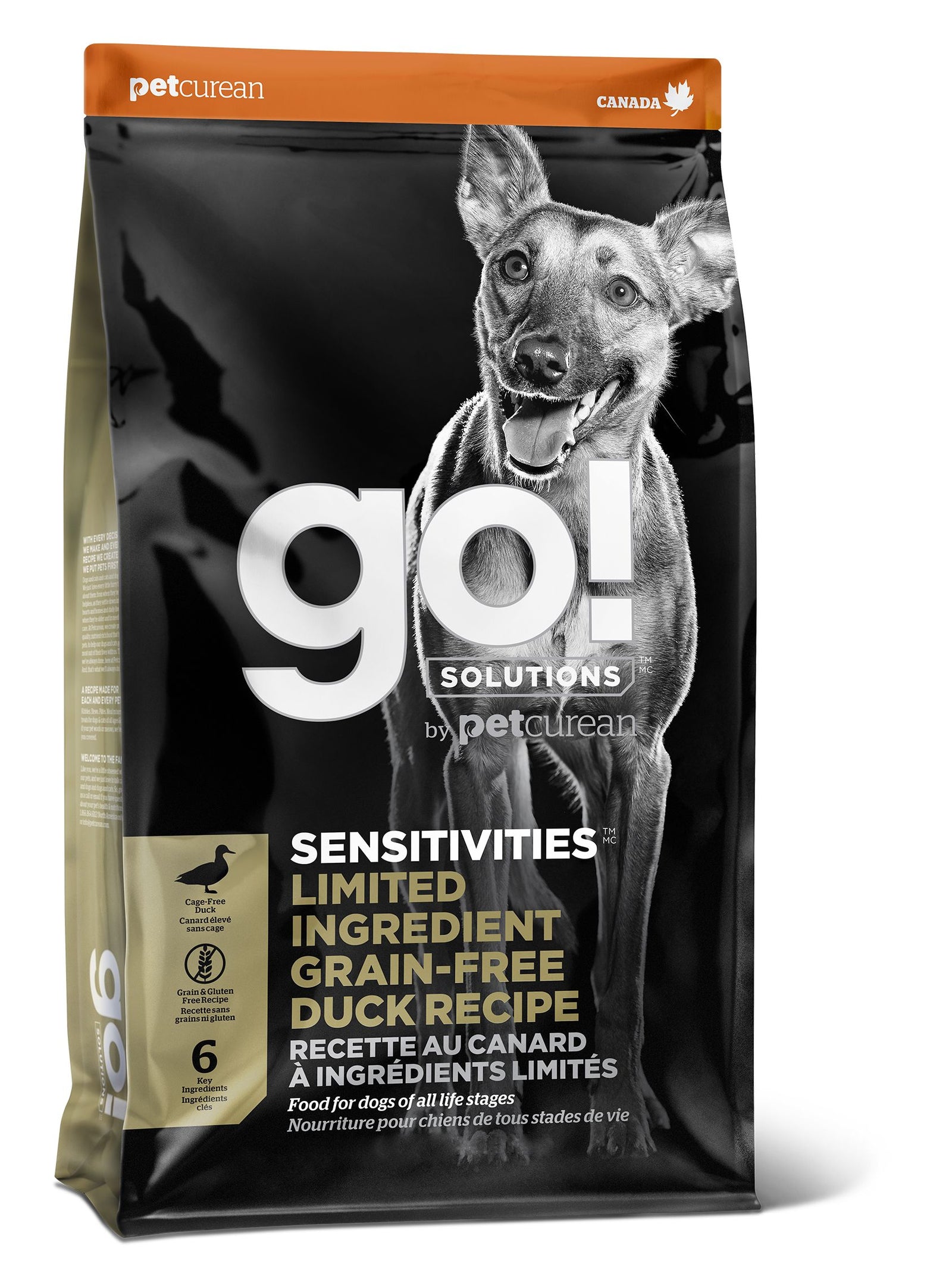 Petcurean Go! Sensitivities Lid Sans Grains Pour Chien Canard 22 Lbs