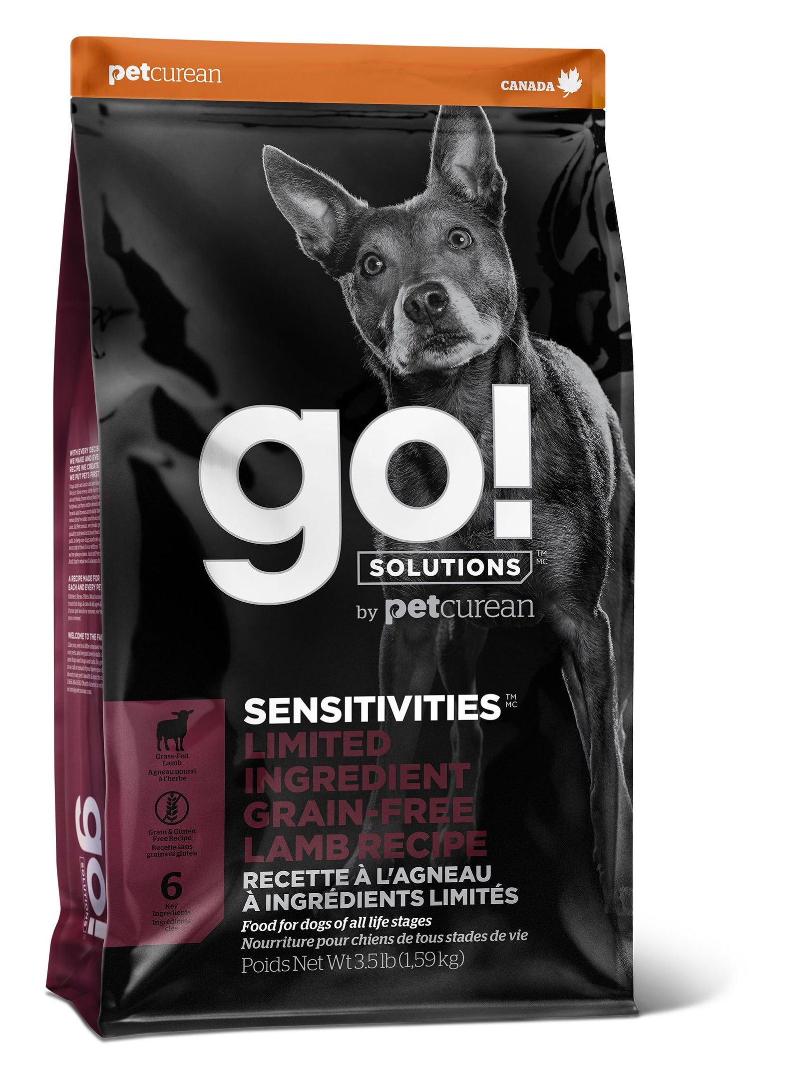 Petcurean Go! Sensitivities Lid Sans Grains Pour Chien Agneau 3.5 Lbs