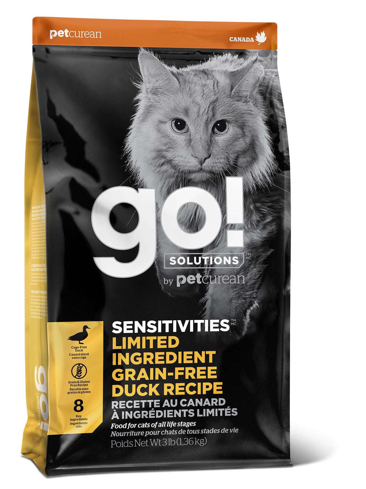 Petcurean Go! Sensitivities Lid Grain Free Duck Recipe For Cat 8 Lbs