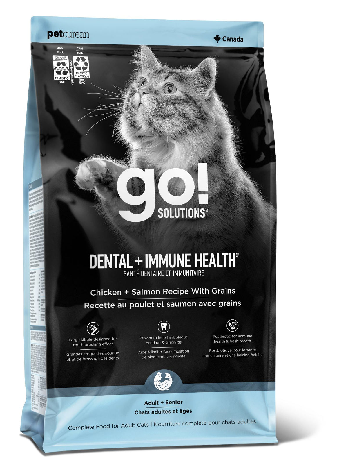 Petcurean Go! Dental + Immune Health Chicken And Salmon Recipe With Grains For Cat 2.5 Lbs