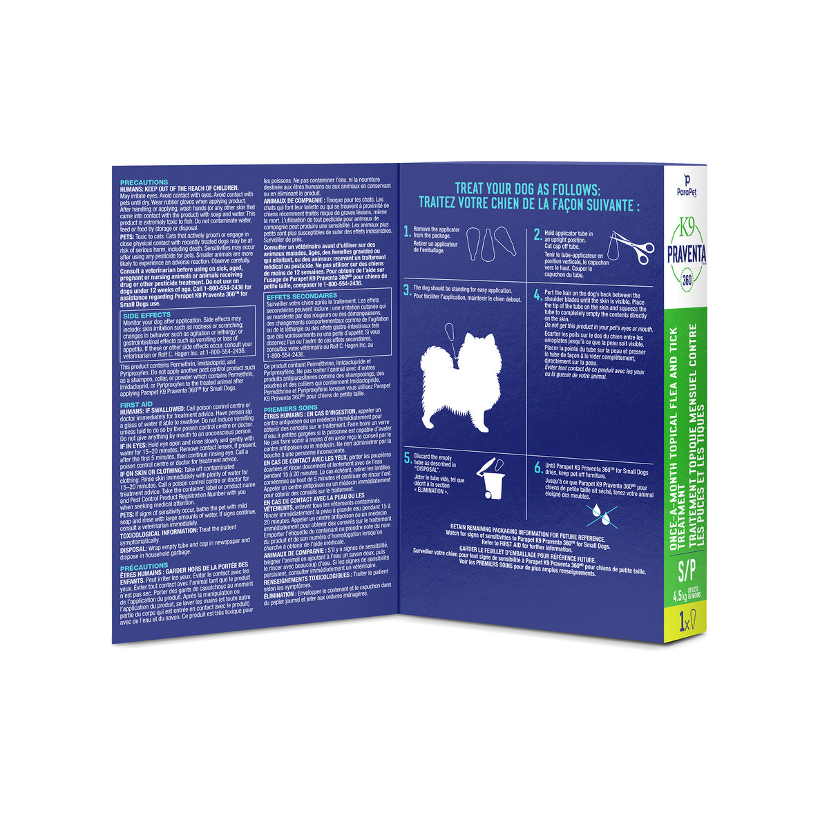 K9 Praventa 360 traitement contre les puces et les tiques pour chiens de petite taille jusqu’à 4,5 kg, 1 tubes - La niche&amp;moi