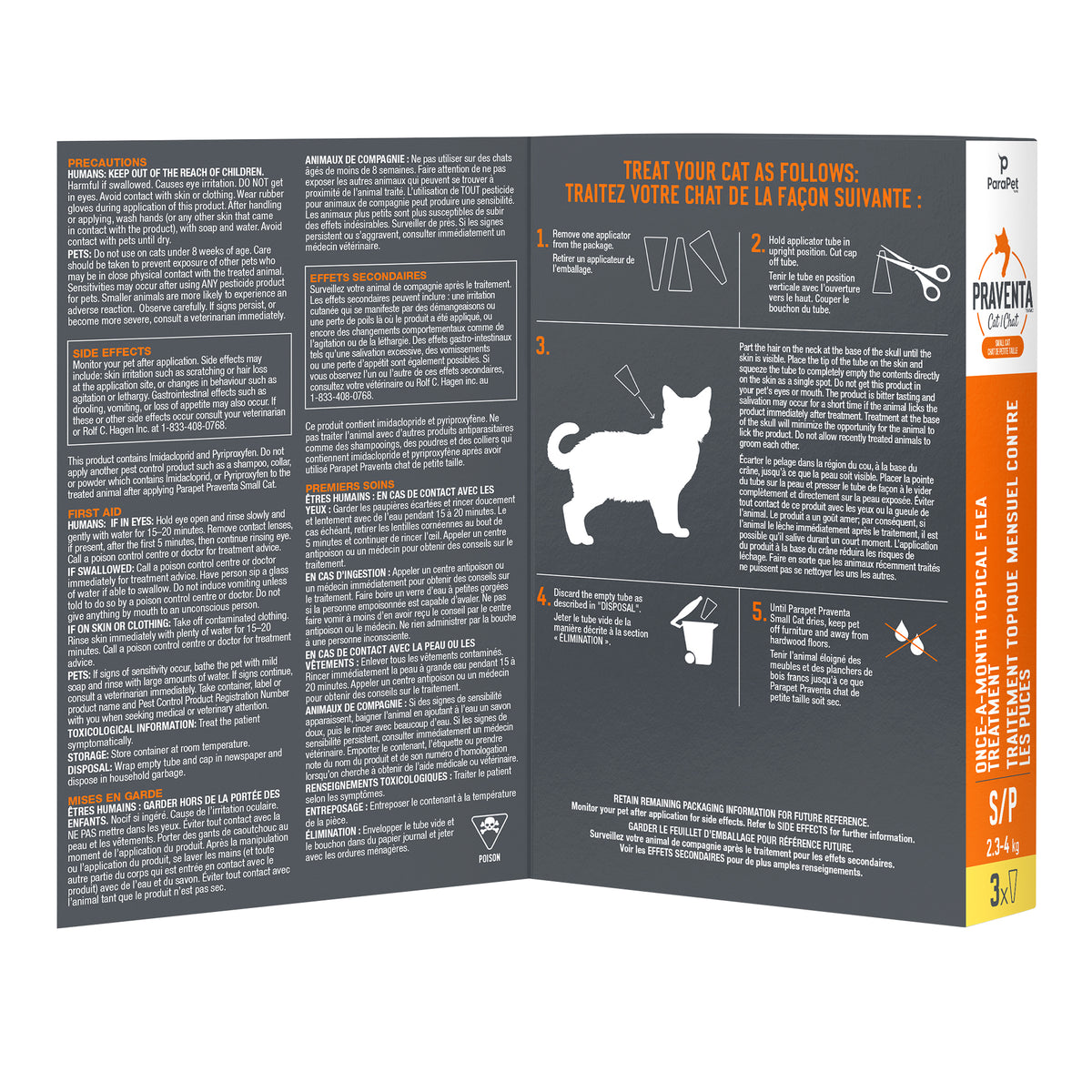 Traitement Parapet Praventa, chats de petite taille, 3 tubes - La niche&amp;moi