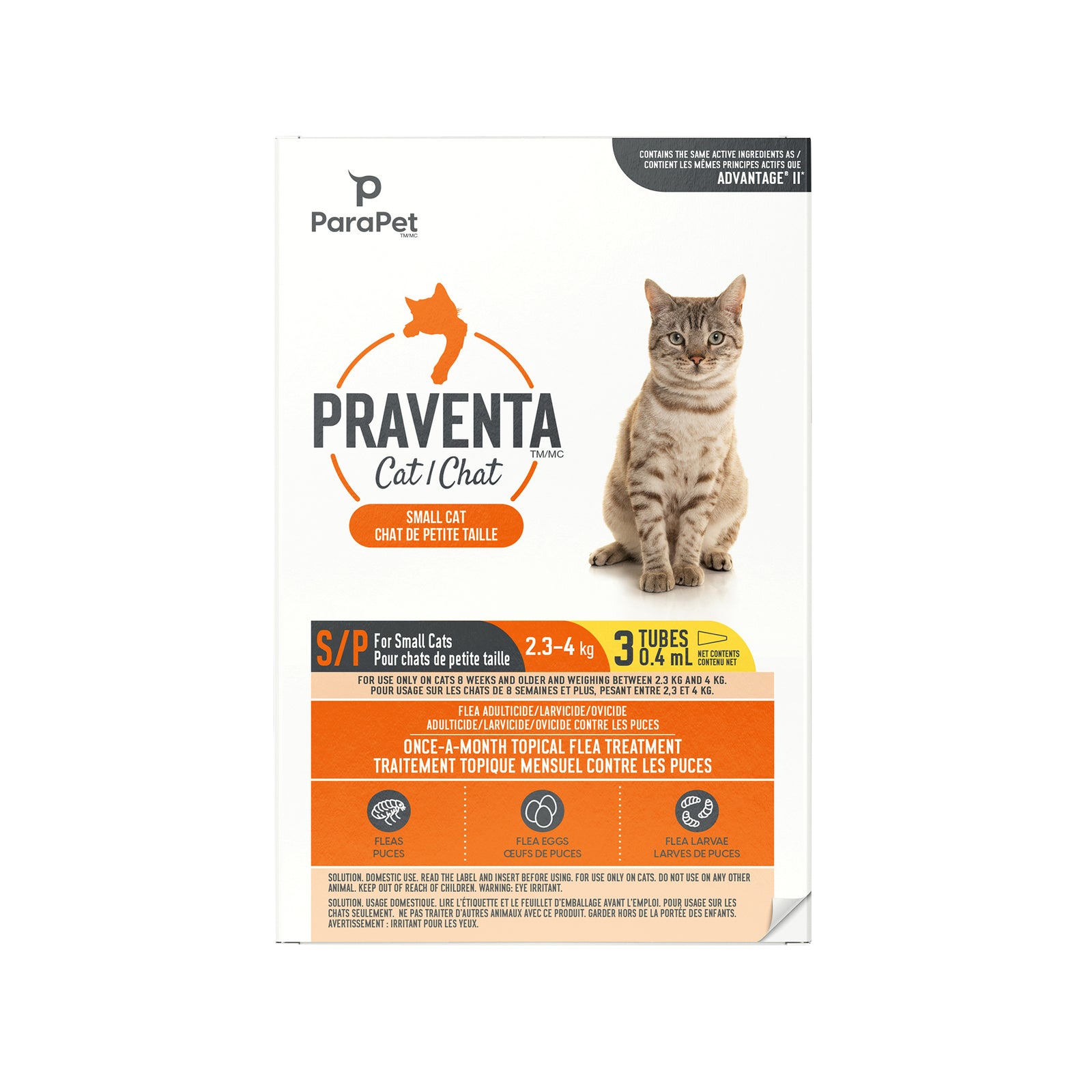 Traitement Parapet Praventa, chats de petite taille, 3 tubes - La niche&moi