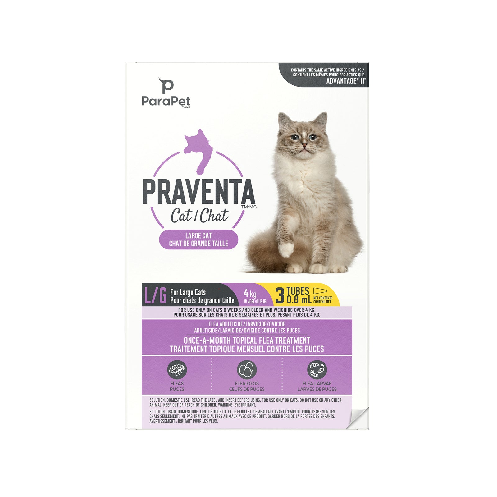 Traitement Parapet Praventa, chats de grande taille, 3 tubes - La niche&moi