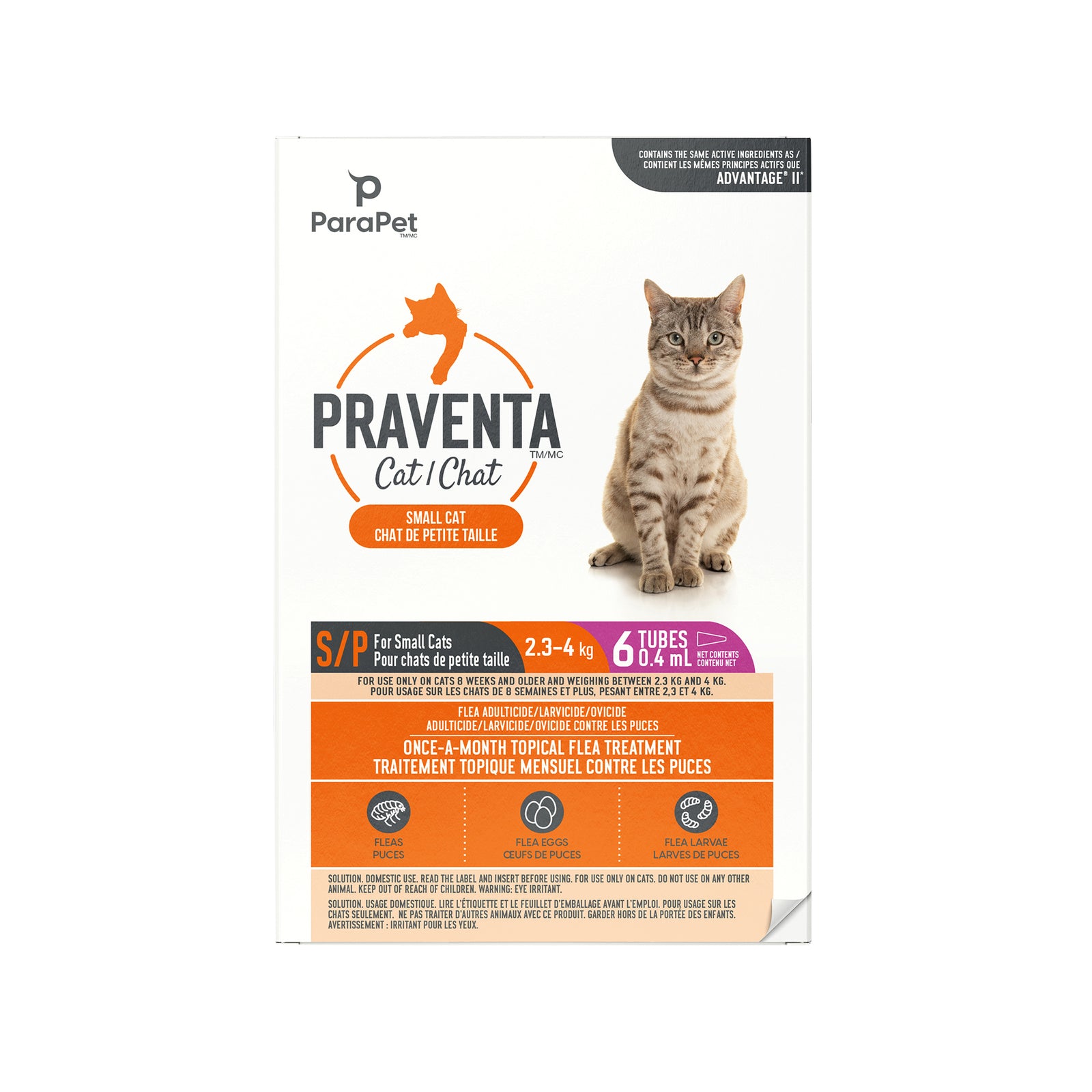 Traitement Parapet Praventa, chats de petite taille, 6 tubes - La niche&moi