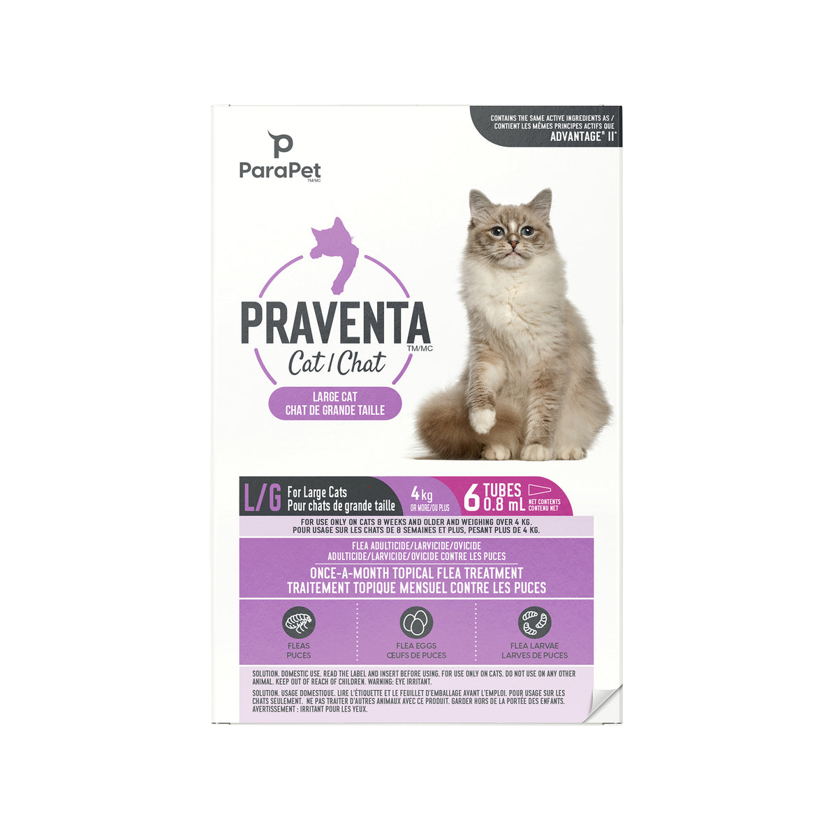 Traitement Parapet Praventa, chats de grande taille, 6 tubes - La niche&amp;moi