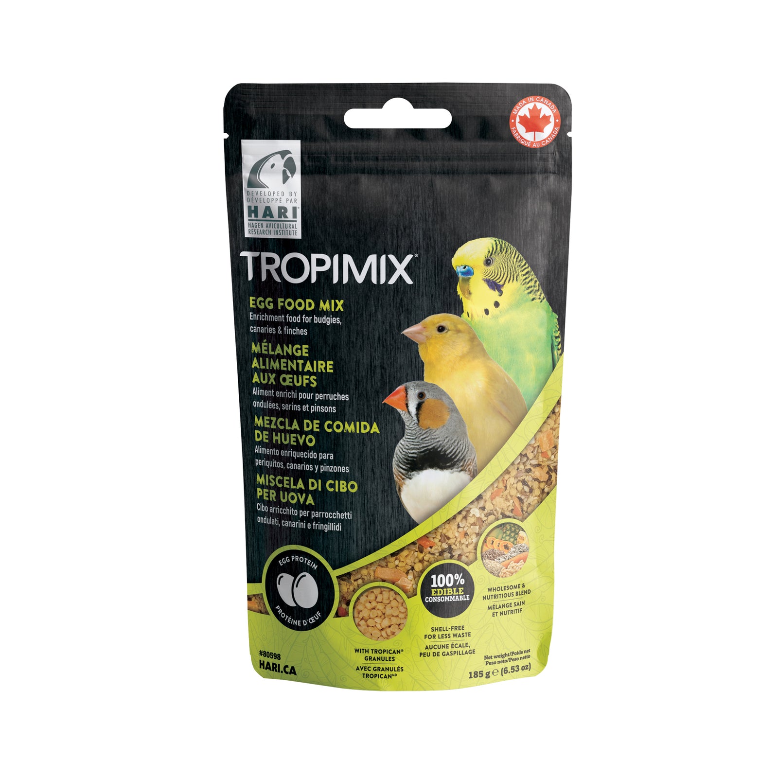 Mélange alimentaire aux œufs Tropimix pour perruches ondulées, serins et pinsons, 185 g (6,53 oz)