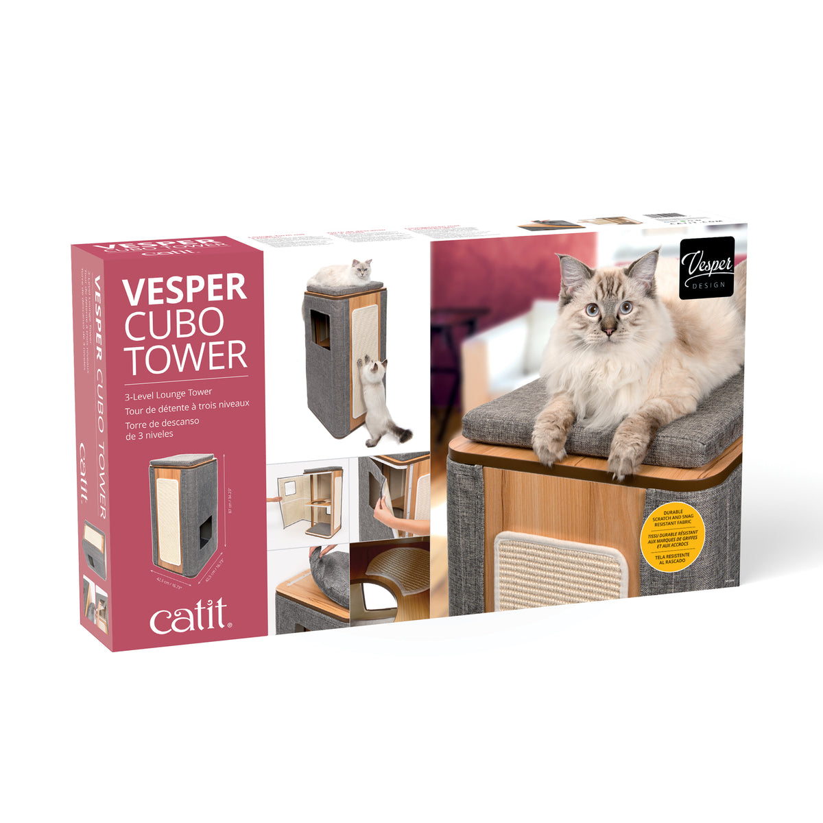 Meuble Cubo Tower Vesper pour chats, 42,5 x 42,5 x 87,5 cm (17 x 17 x 34 po) - La niche&amp;moi