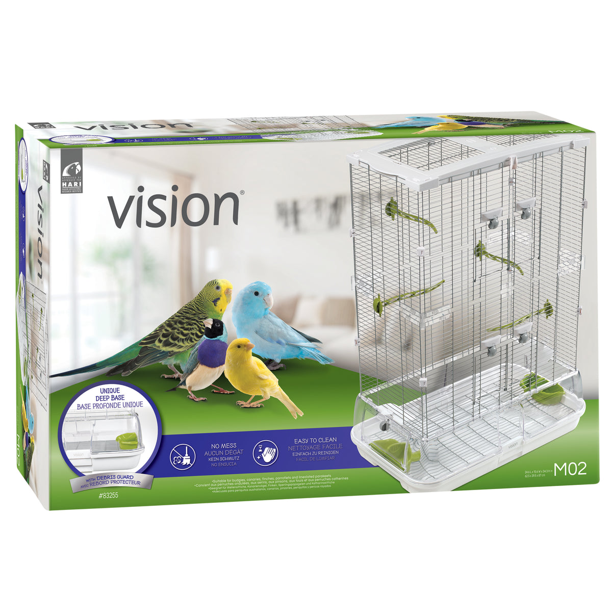 Cage Vision pour oiseaux de taille moyenne, modèle M02, haute, grillage étroit, 62,5 x 39,5 x 87 cm (24,6 x 15,6 x 34,25 po) - La niche&amp;moi