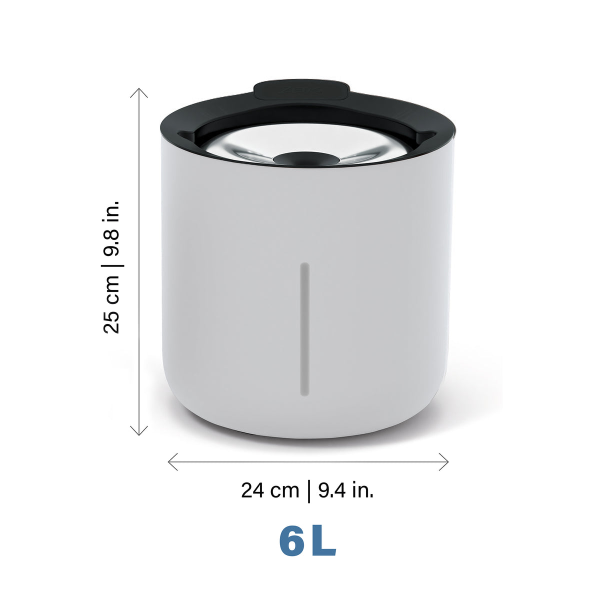 Abreuvoir Zeus Oasis, gris pâle, 6 L (200 oz liq.) - La niche&amp;moi