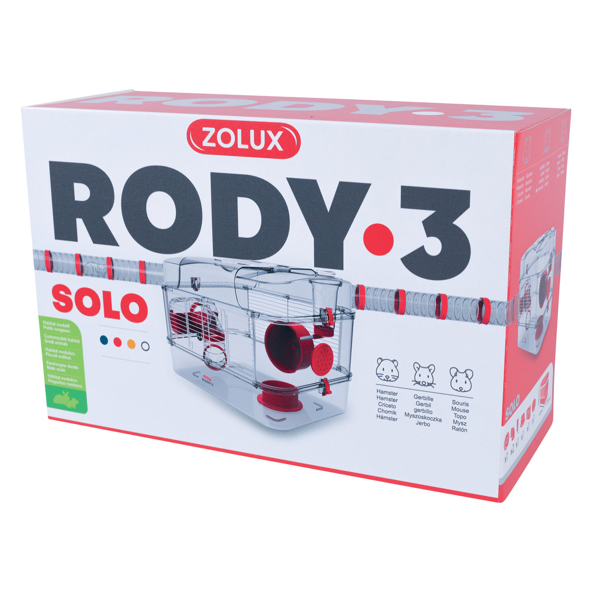 Cage Solo Rody 3 pour hamster, un étage, rouge, 41 x 27 x 28 cm (16,14 x 10,62 x 11,02 po) - La niche&amp;moi