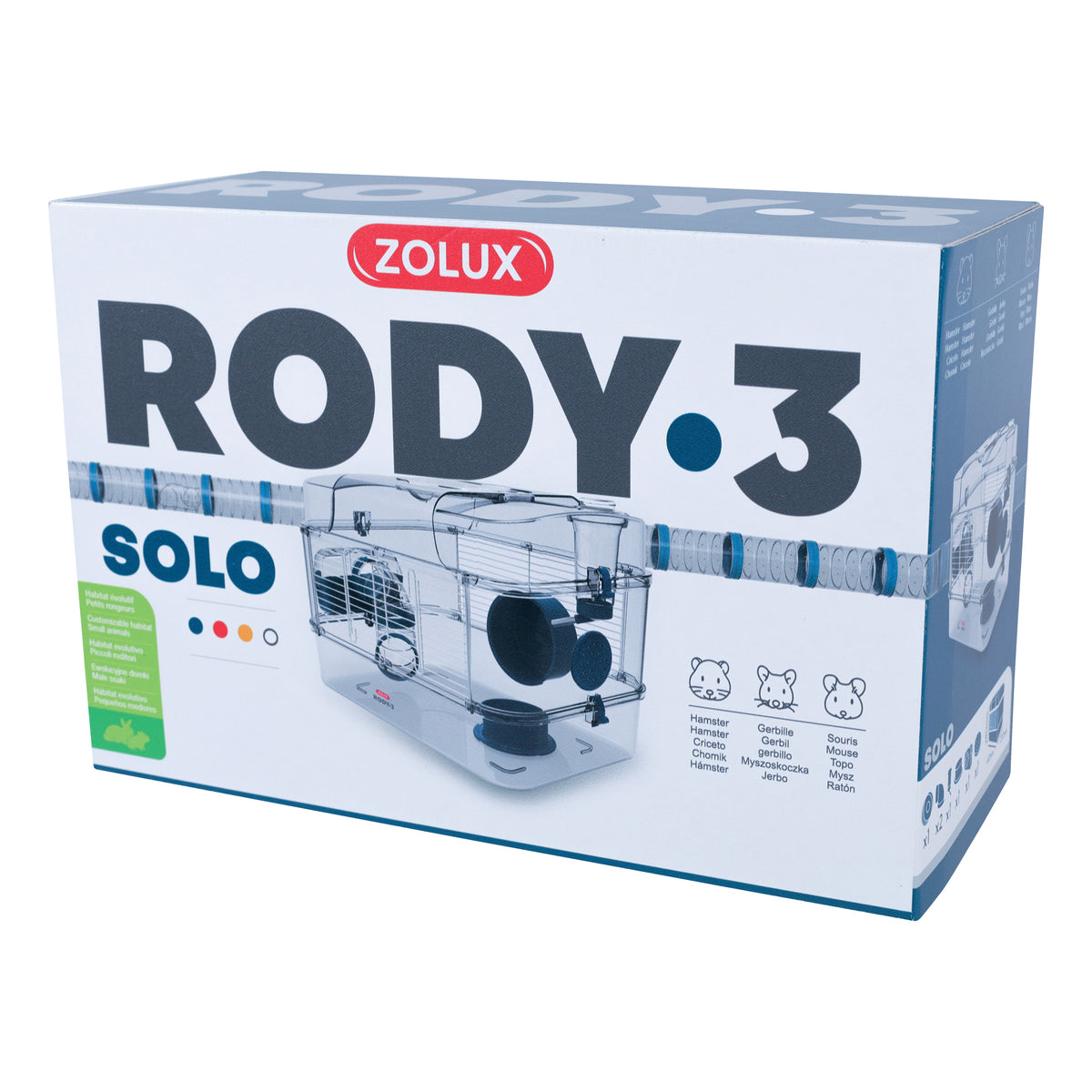 Cage Solo Rody 3 pour hamster, un étage, bleue, 41 x 27 x 28 cm (16,14 x 10,62 x 11,02 po) - La niche&amp;moi