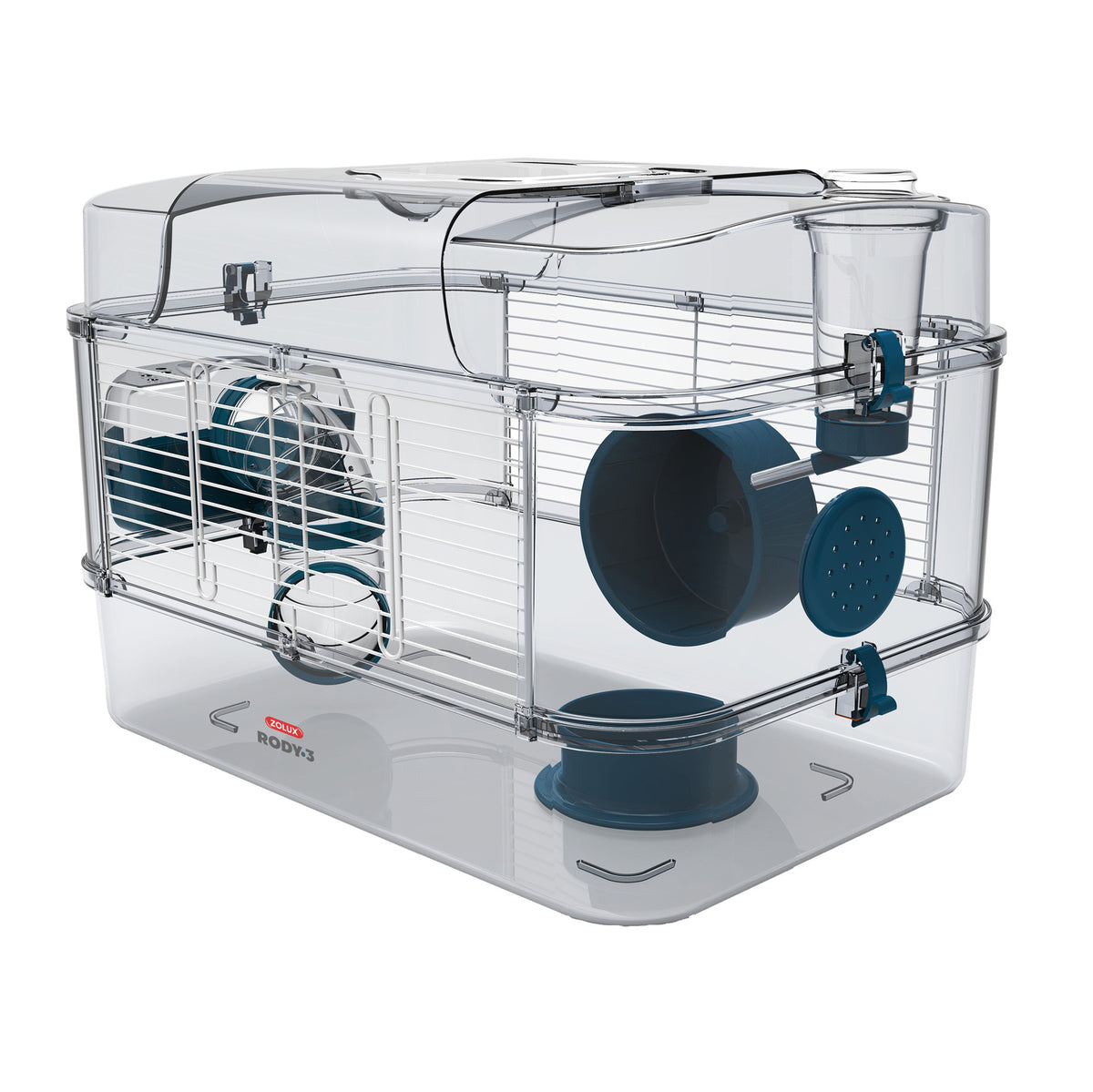Cage Solo Rody 3 pour hamster, un étage, bleue, 41 x 27 x 28 cm (16,14 x 10,62 x 11,02 po) - La niche&amp;moi