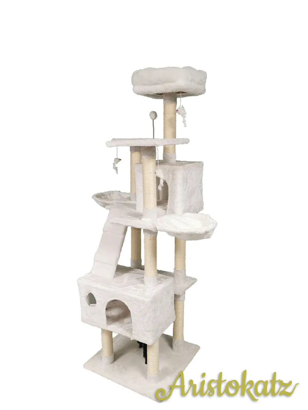 Aristokatz Arbre à chat 72″ (182 cm) Blanc - La niche&amp;moi