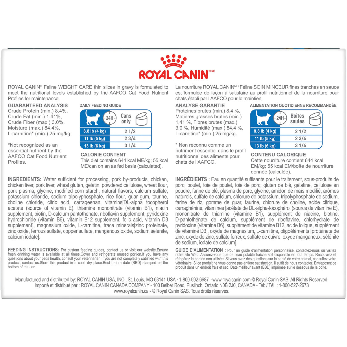 Royal Canin Soin Minceur pâté en sauce - Emballage de 12 boîtes, 85 g, (3 oz) - La niche&amp;moi