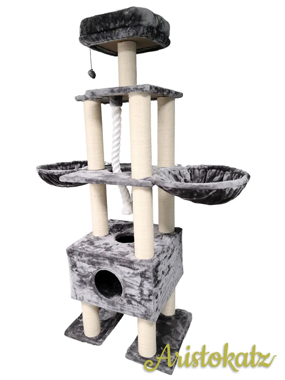 Aristokatz Arbre à chat jumbo 80″ (203 cm) Gris - La niche&amp;moi