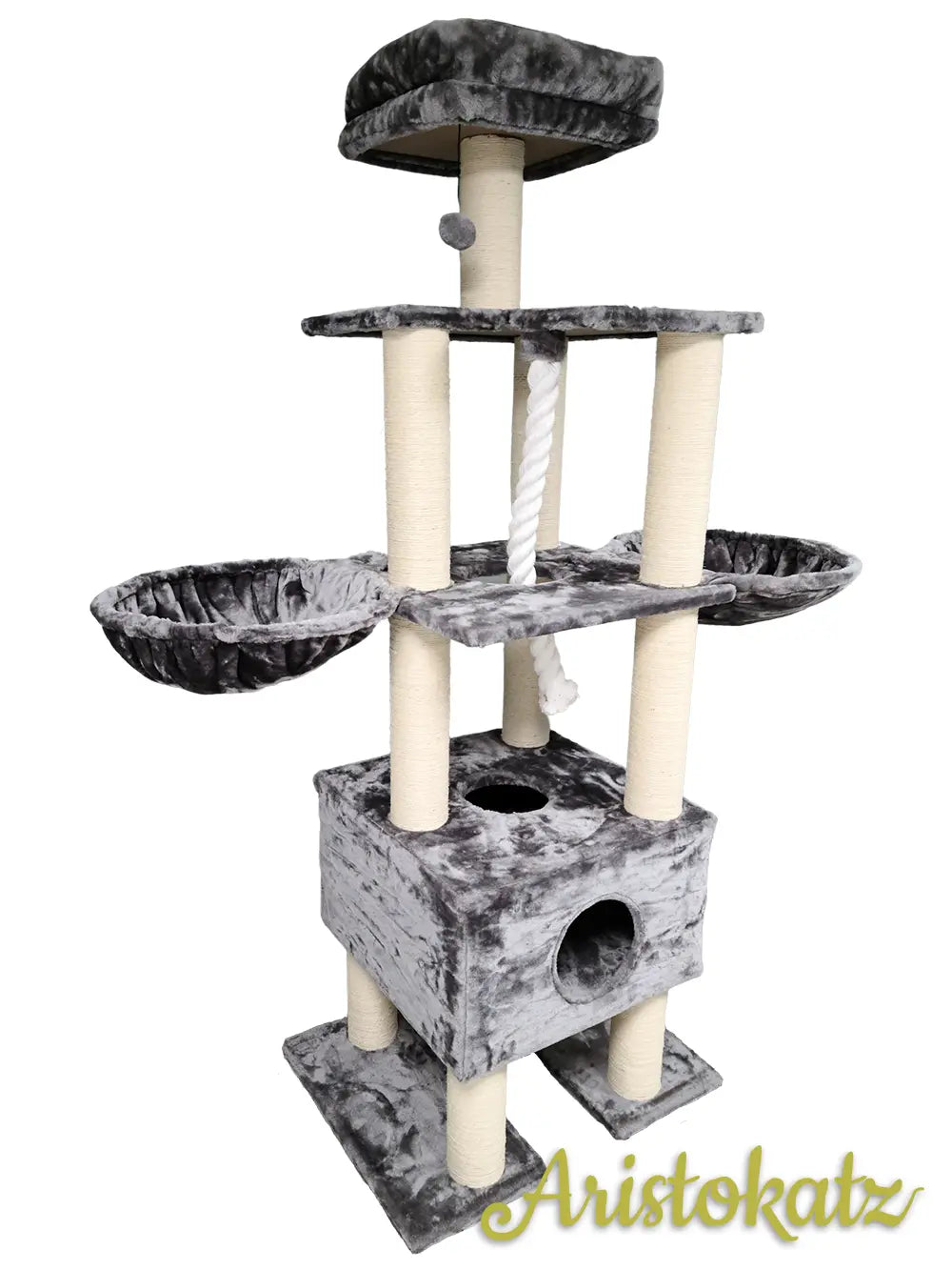 Aristokatz Arbre à chat jumbo 80″ (203 cm) Gris - La niche&amp;moi