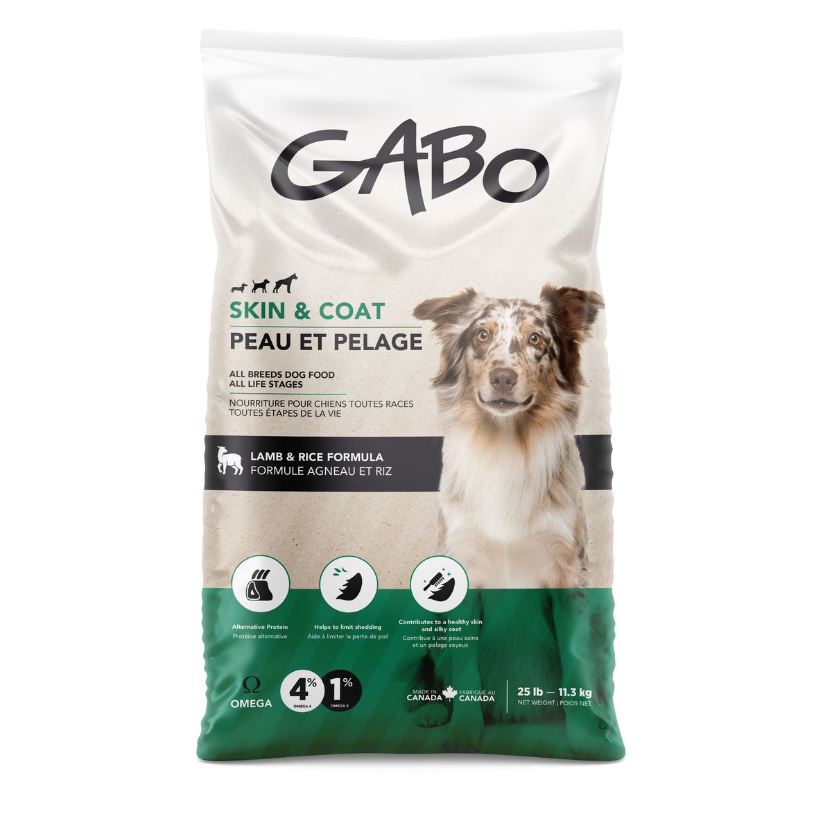 Gabo Nourriture Pour Chien &amp; Chiot, Peau &amp; Pelage, Agneau Et Riz 25lb - La niche&amp;moi