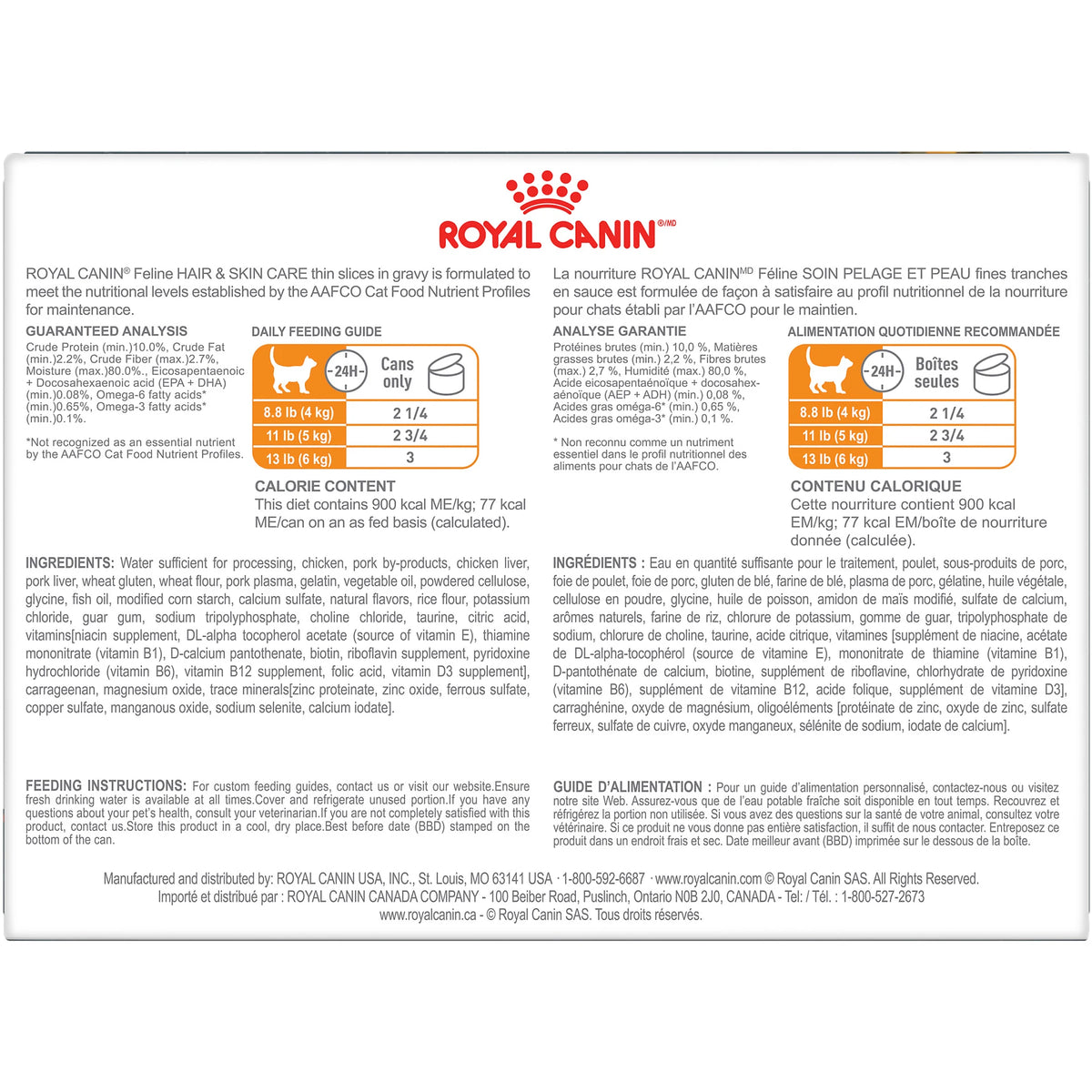 Royal Canin Soin Pelage et Peau fines tranches en sauce - Emballage de 12 boîtes, 85 g, (3 oz) - La niche&amp;moi