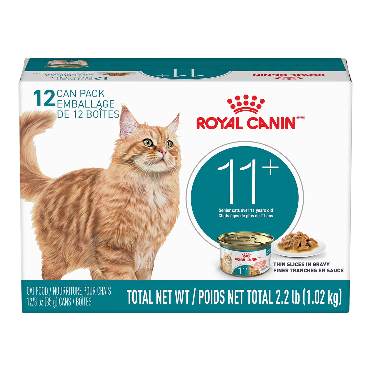 Royal Canin ÂGÉ 11+ fines tranches en sauce - Emballage de 12 boîtes, 85 g, (3 oz) - La niche&amp;moi