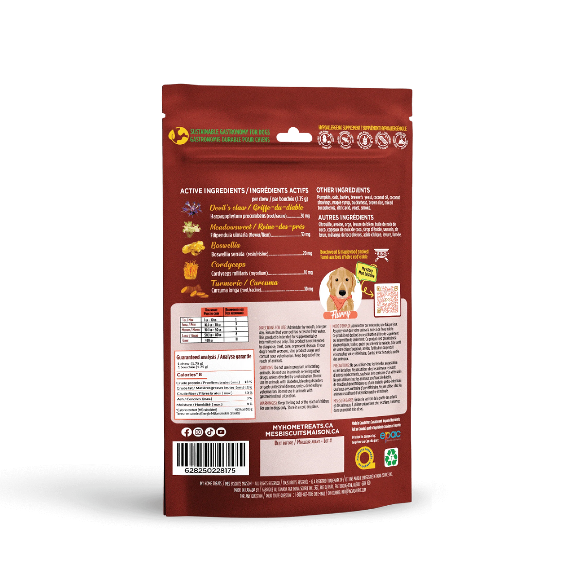 Biscuits supplément hypoallergénique pour chien à la citrouille - Soin des articulations 170g - La niche&amp;moi