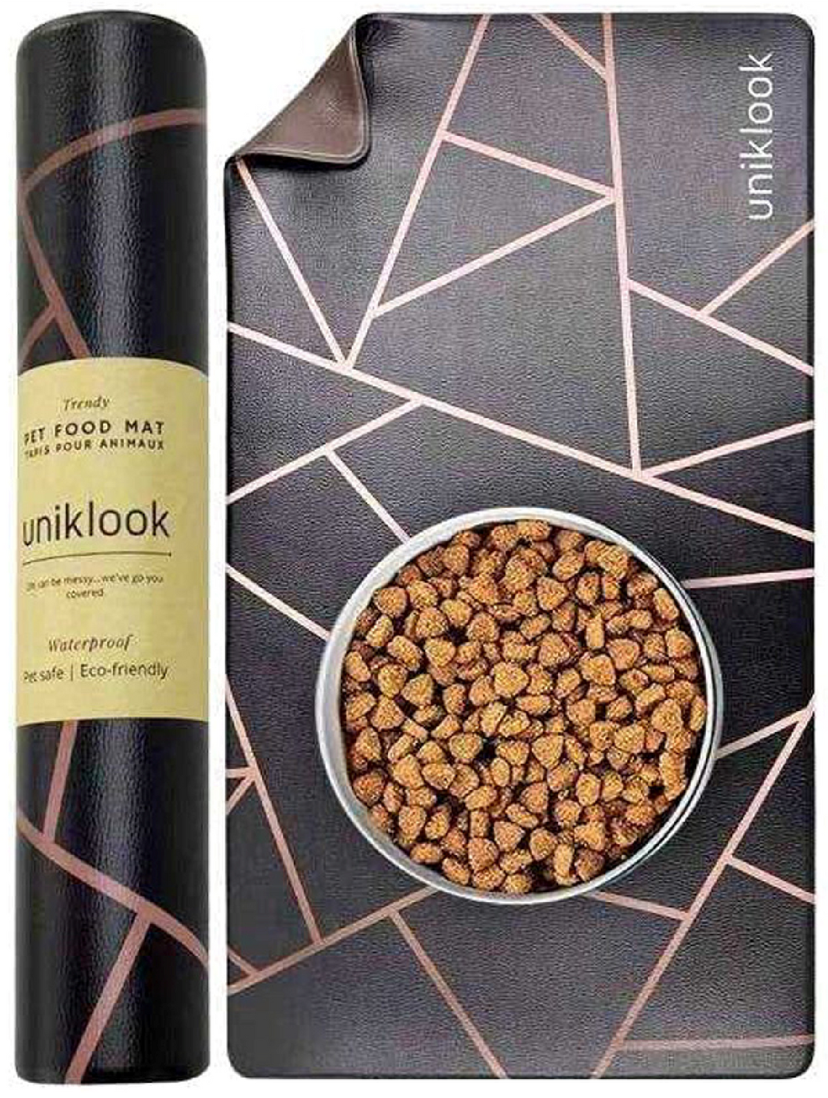Tapis pour bols d&#39;eau et nourriture pour animaux Uniklook - La niche&amp;moi
